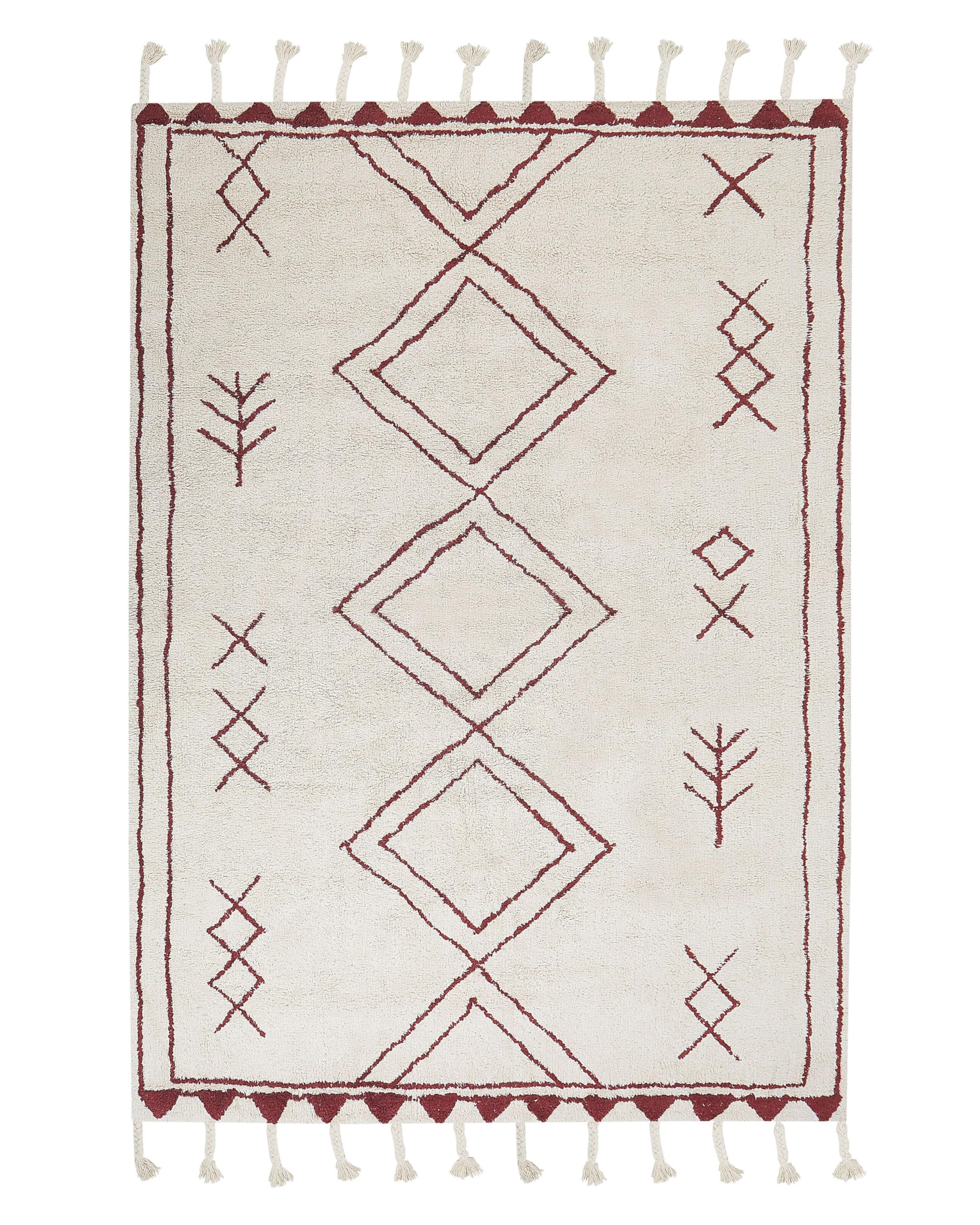 beliani-kenitra-teppich-140x200-wei-rot-boho-baumwolle image 1