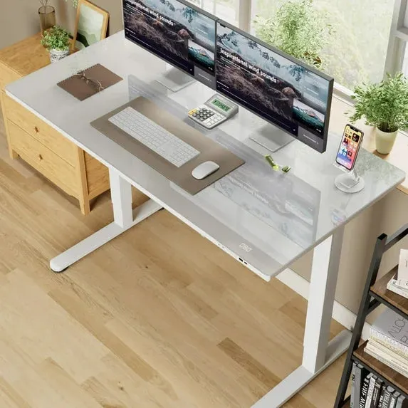 homall-standing-desk-schreibtisch-beige-holz-48in-mit-schublade image 1