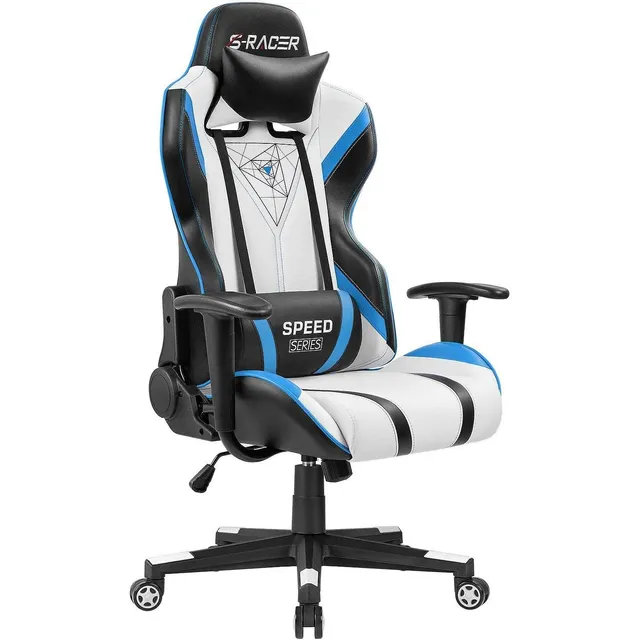 homall-gaming-chair-s-racer-racing-stuhl-blau-kunstleder image 1