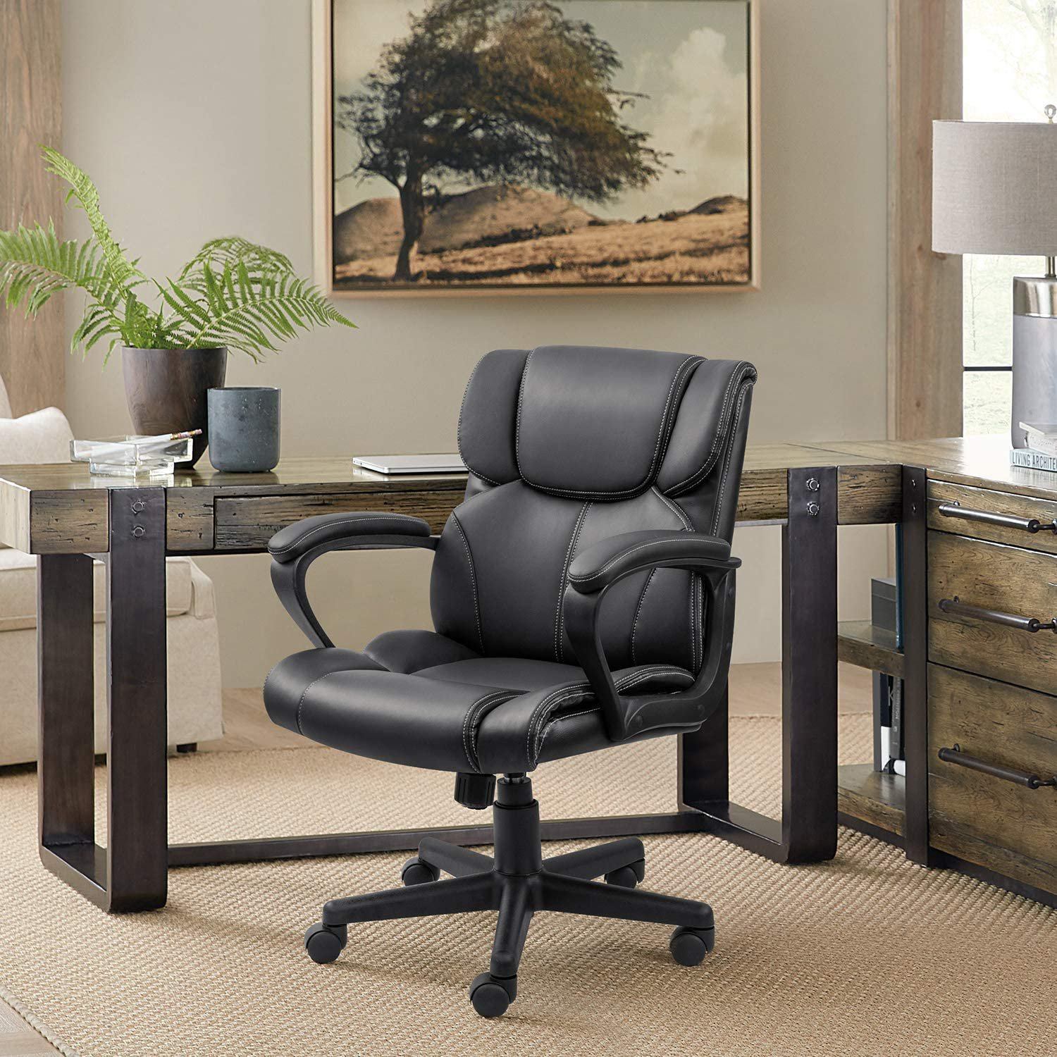 homall-office-b-rostuhl-leder-schwarz-h-henverstellbar image 8