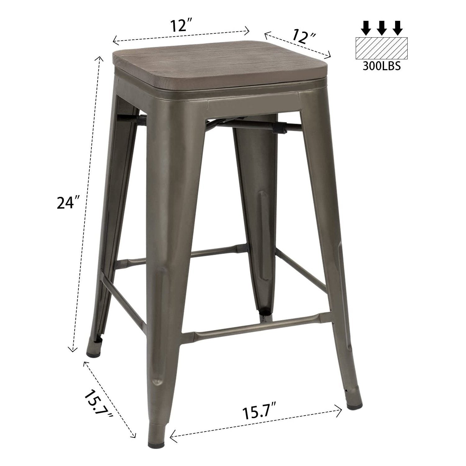 homall-metal-barhocker-set-4-teilig-holz-schwarz-61cm image 7
