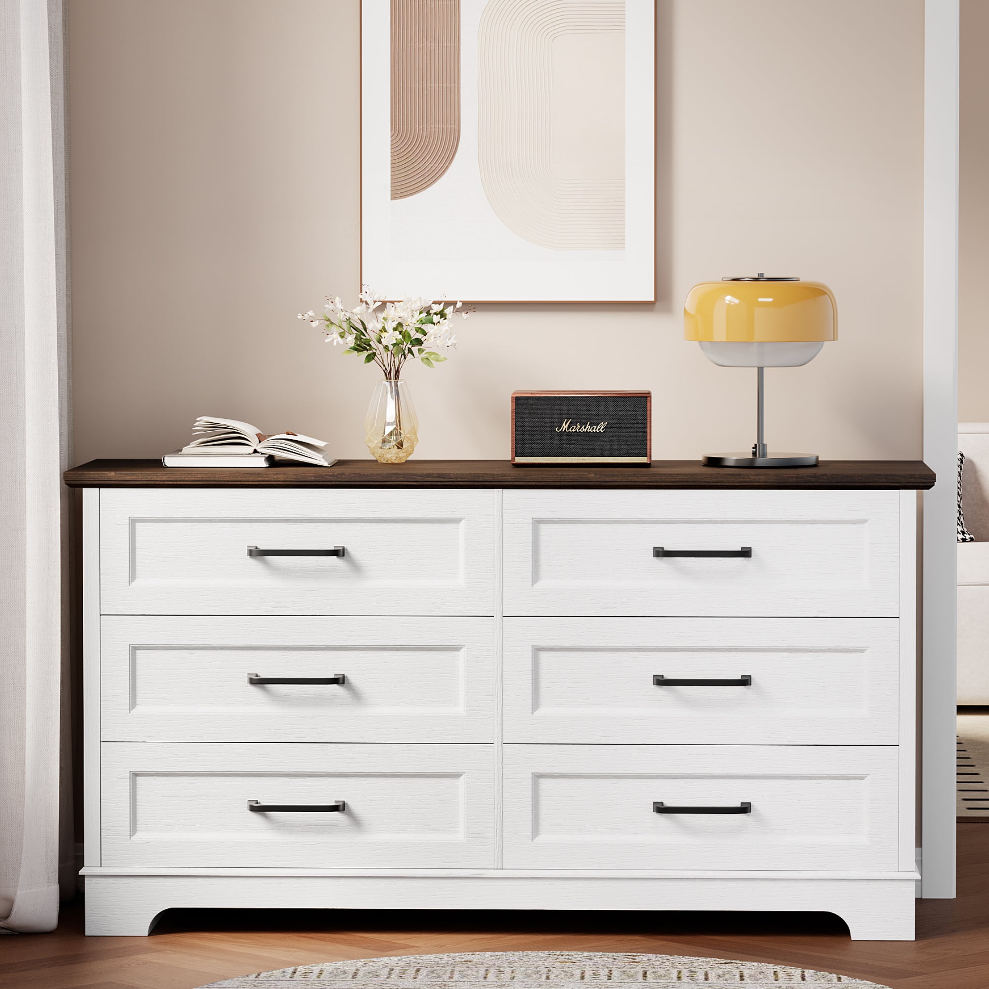 homall-bedroom-kommode-6-schubladen-wei-mdf image 3