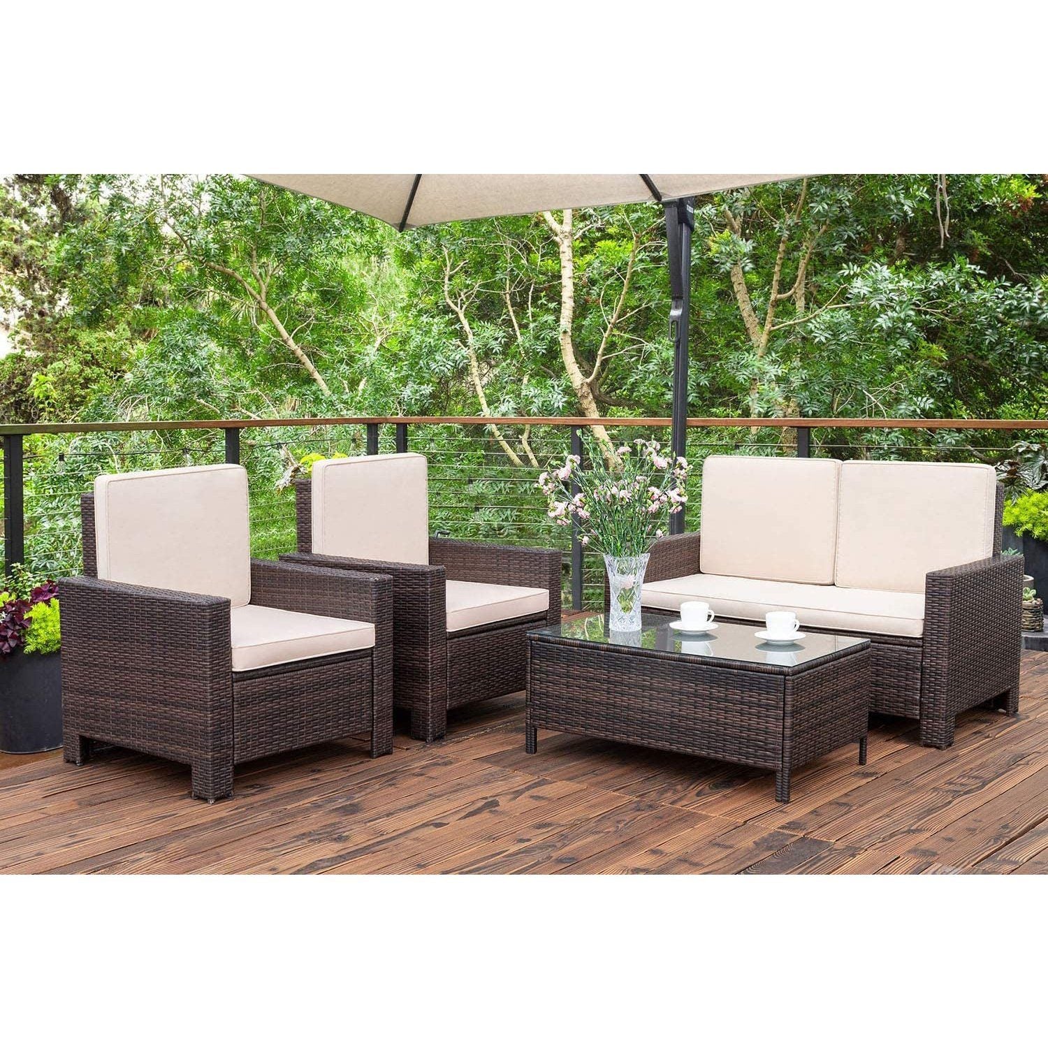 homall-sitzgruppe-rattan-4-teilig-garten-lounge-beige image 3