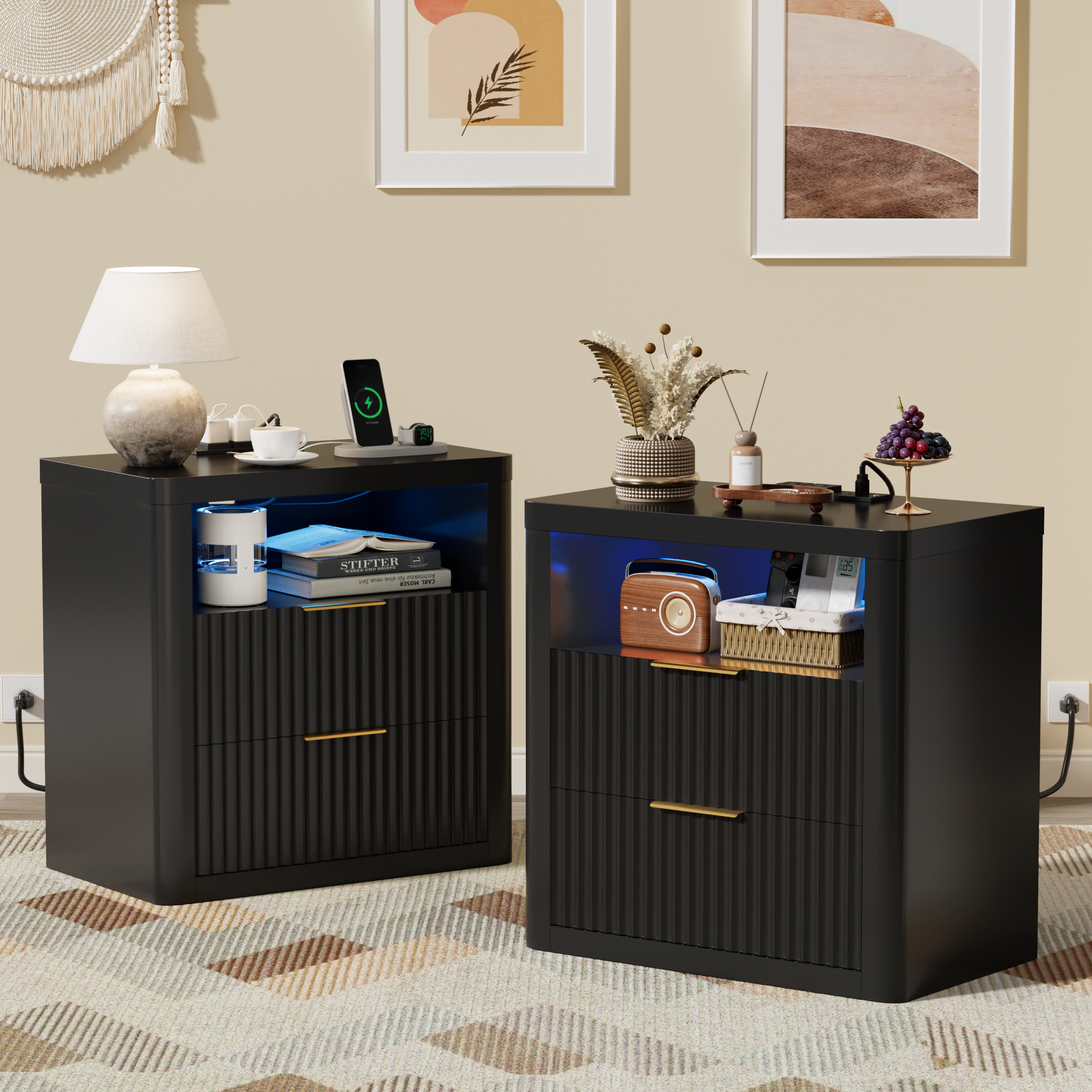 homall-bedroom-nachttisch-wei-mit-ladestation-und-led image 4