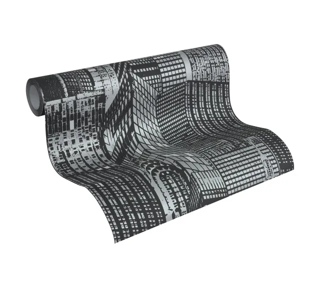 a-s-cr-ation-day-night-vliestapete-schwarz-silber-leuchtend image 1