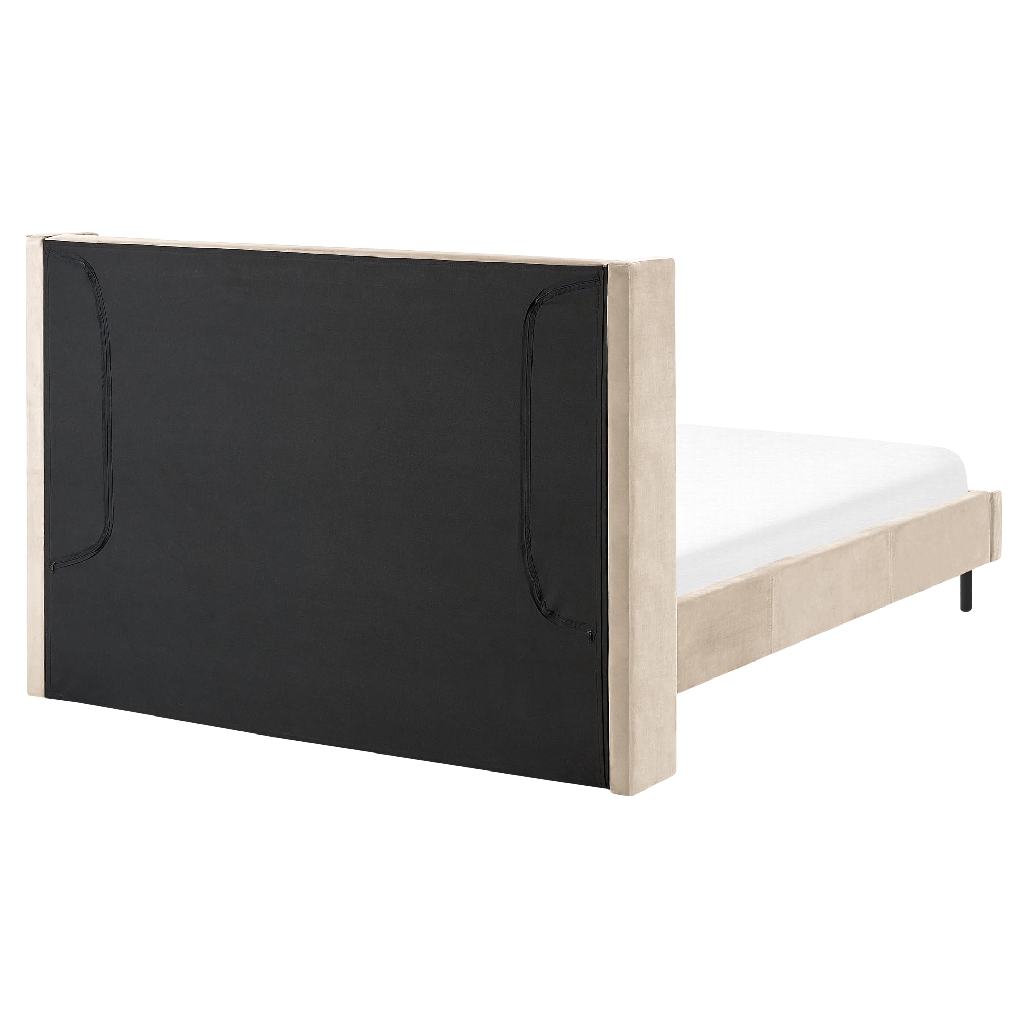 beliani-villette-samtbett-140x200-beige-hohes-kopfteil image 5