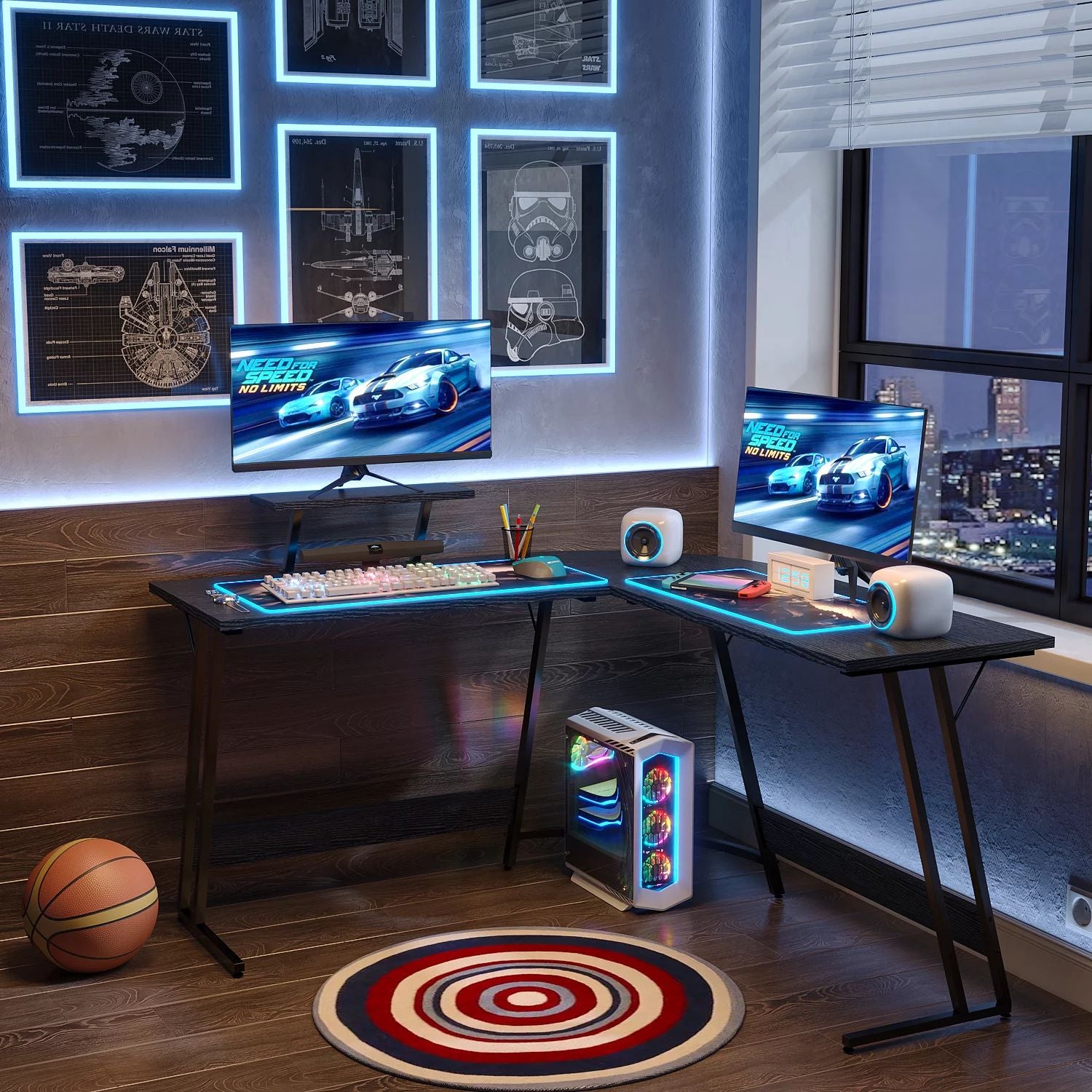 homall-gaming-desk-l-form-eckschreibtisch-schwarz-51-zoll image 7
