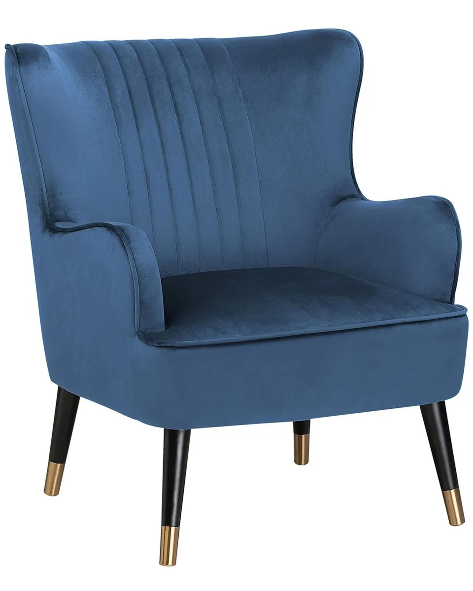 beliani-varberg-sessel-samt-blau-mit-armlehnen image 1