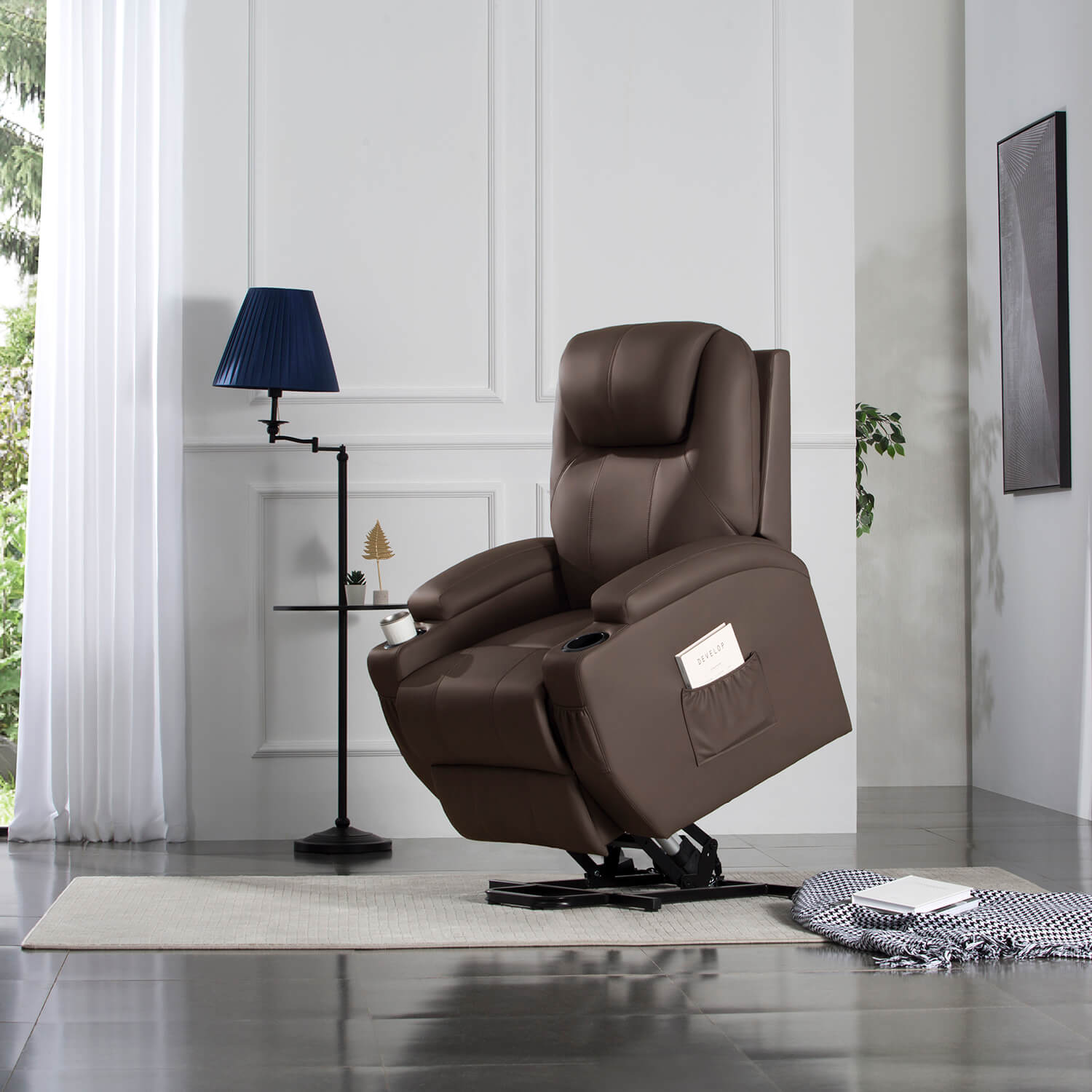 homall-recliner-chair-aufstehsessel-braun-kunstleder-massage image 5
