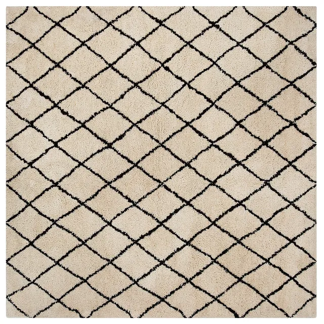 beliani-midyat-teppich-200x200-cm-beige-schwarz-karo image 1