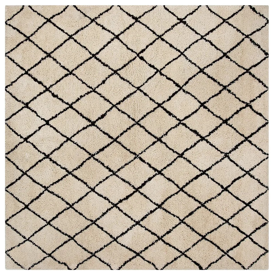 beliani-midyat-teppich-200x200-cm-beige-schwarz-karo image 1