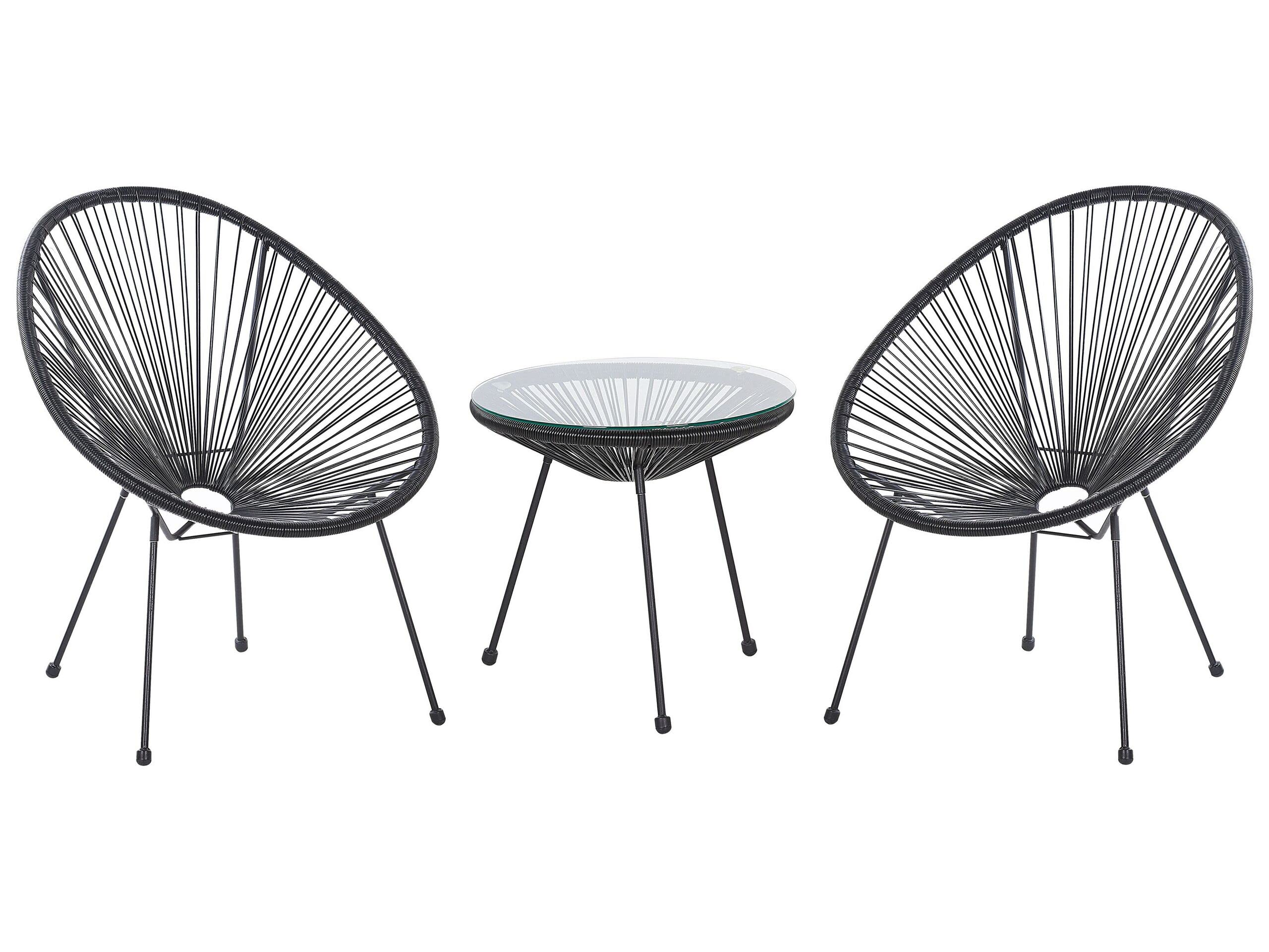 beliani-acapulco-balkonset-2-st-hle-tisch-rattan-schwarz image 1