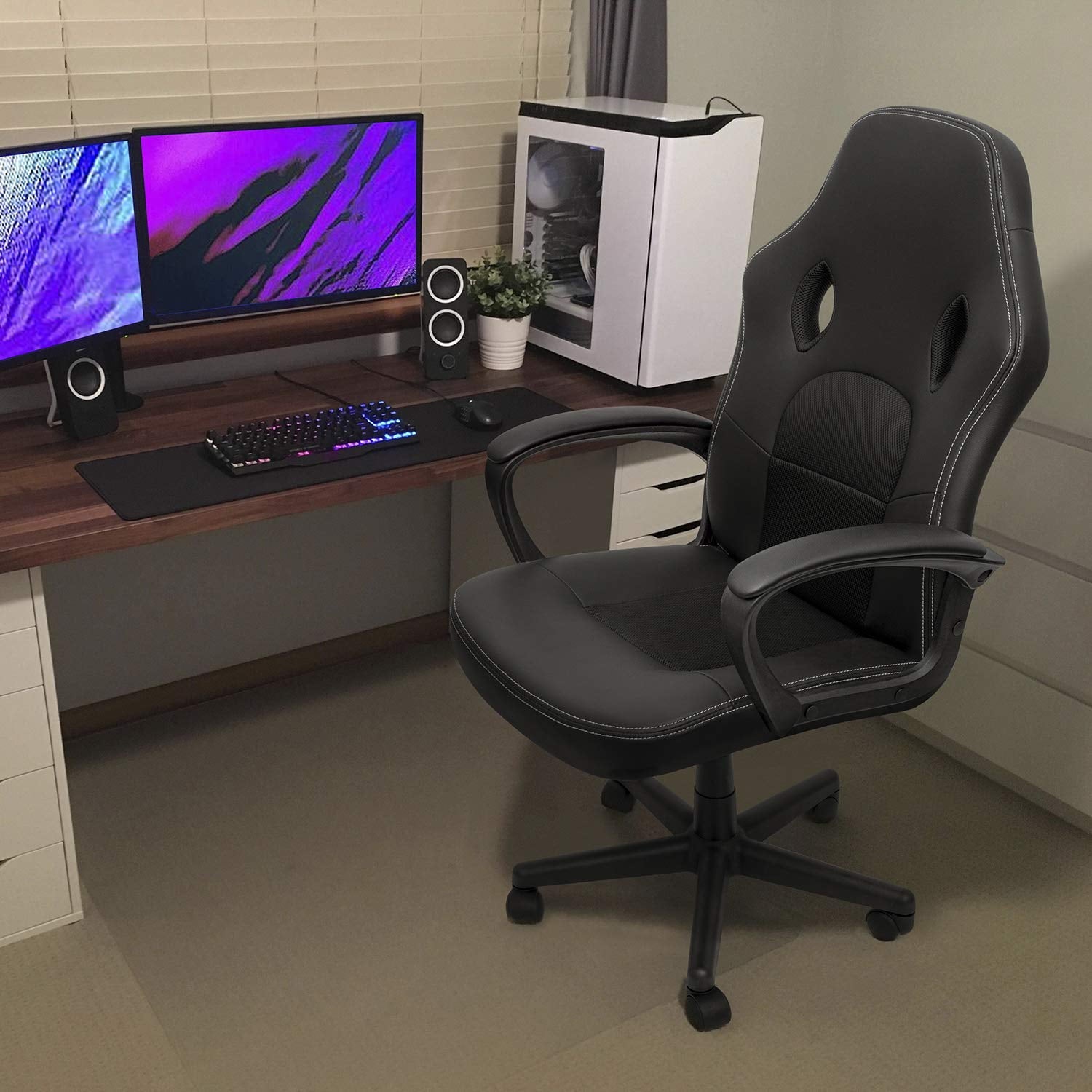 homall-gaming-stuhl-b-rostuhl-kunstleder-schwarz image 2