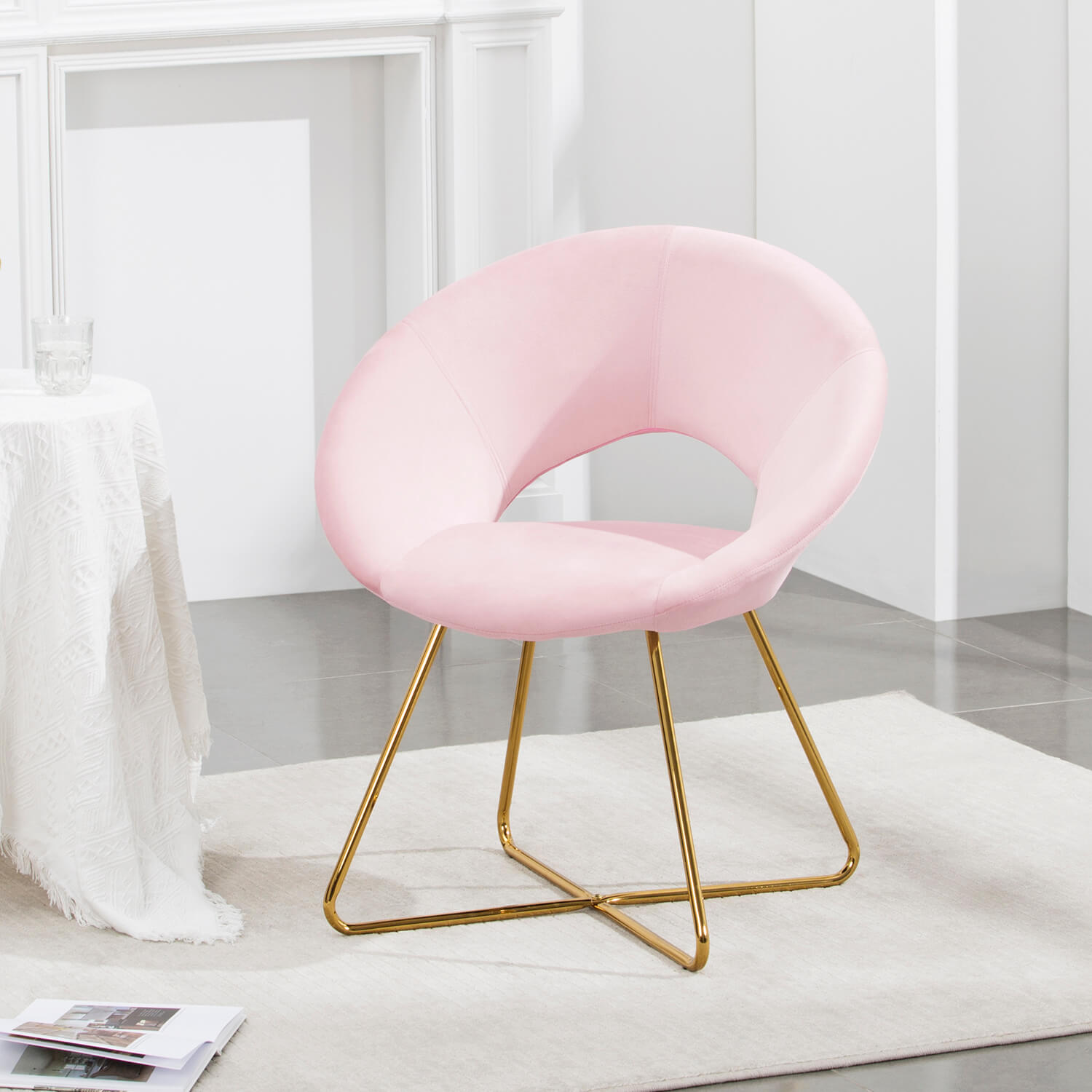 homall-samtstuhl-rosa-gold-akzentstuhl-schminkstuhl image 3