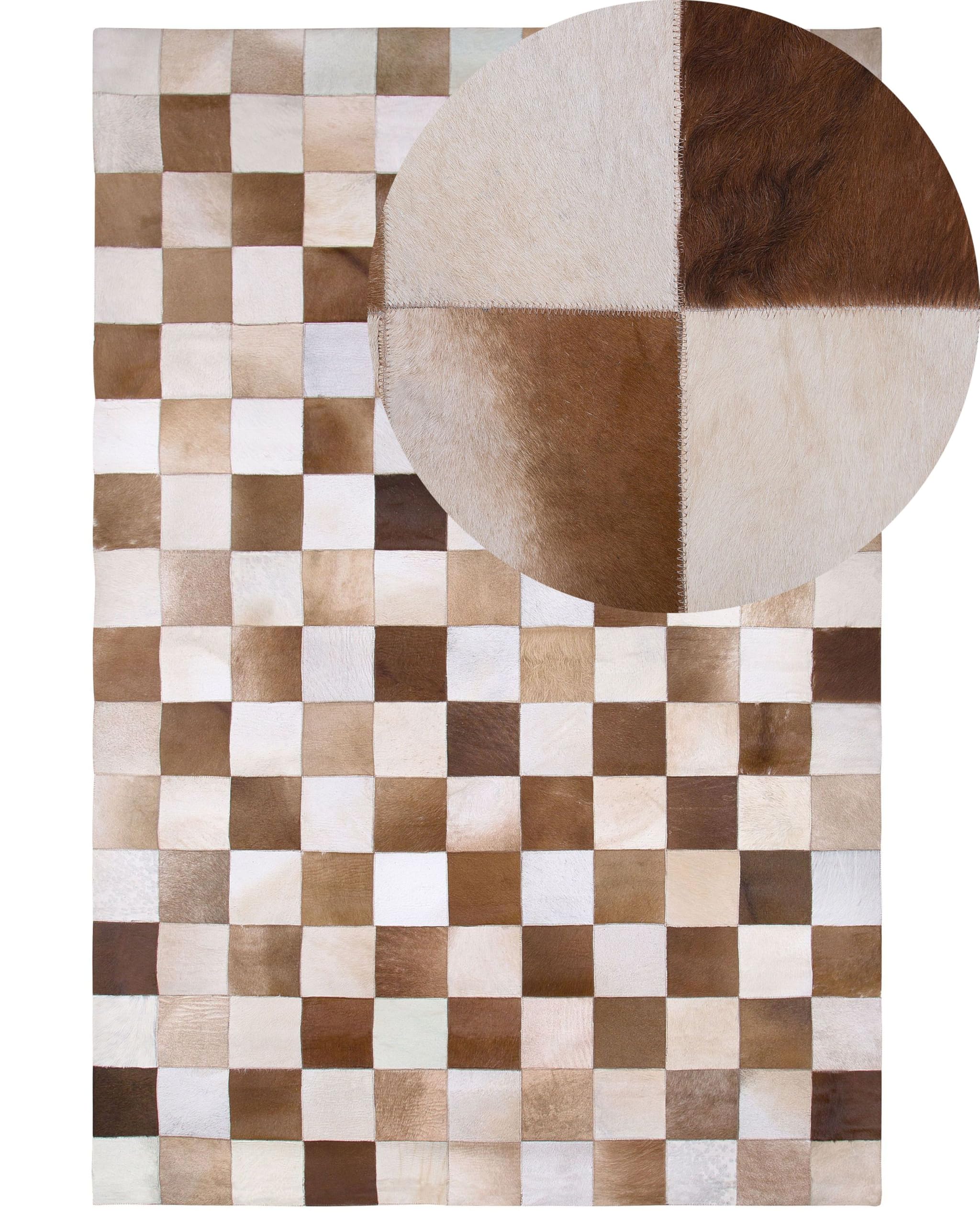 beliani-solmaz-teppich-140x200-cm-braun-beige-leder image 1