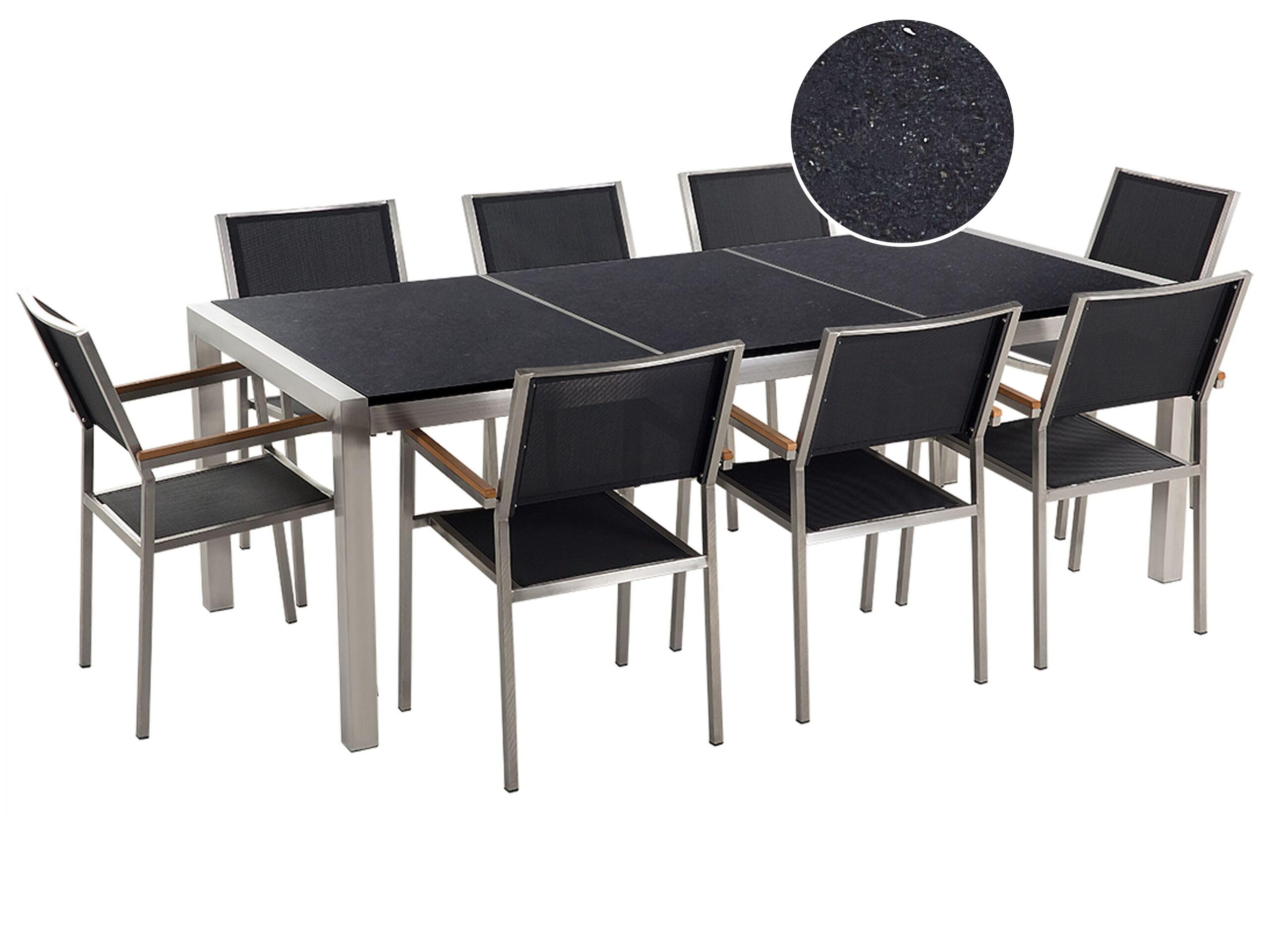 beliani-gartenset-tisch-220-cm-schwarz-3-platten-6-st-hle image 1