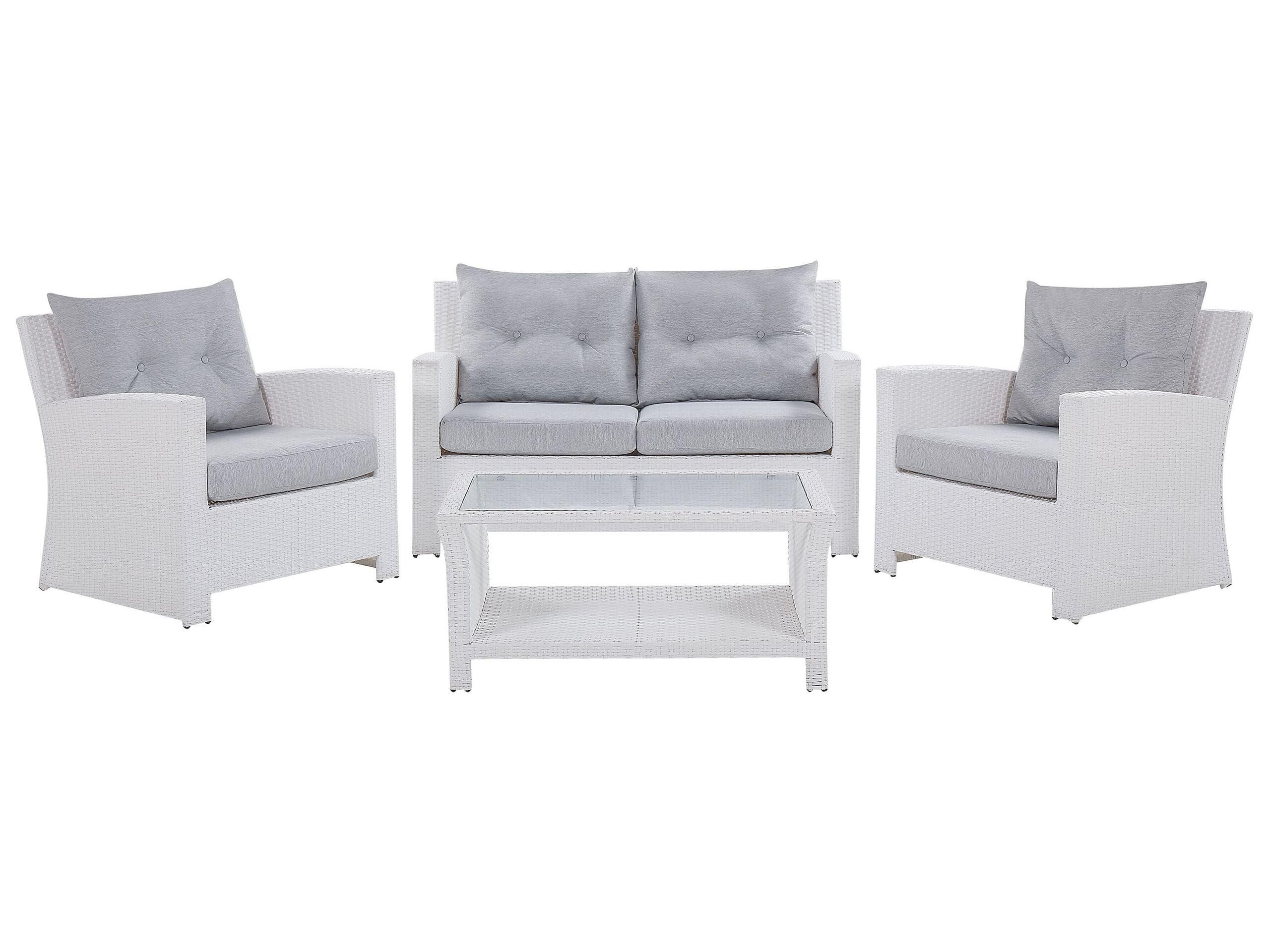 beliani-san-marino-loungeset-rattan-wei-4-personen image 1
