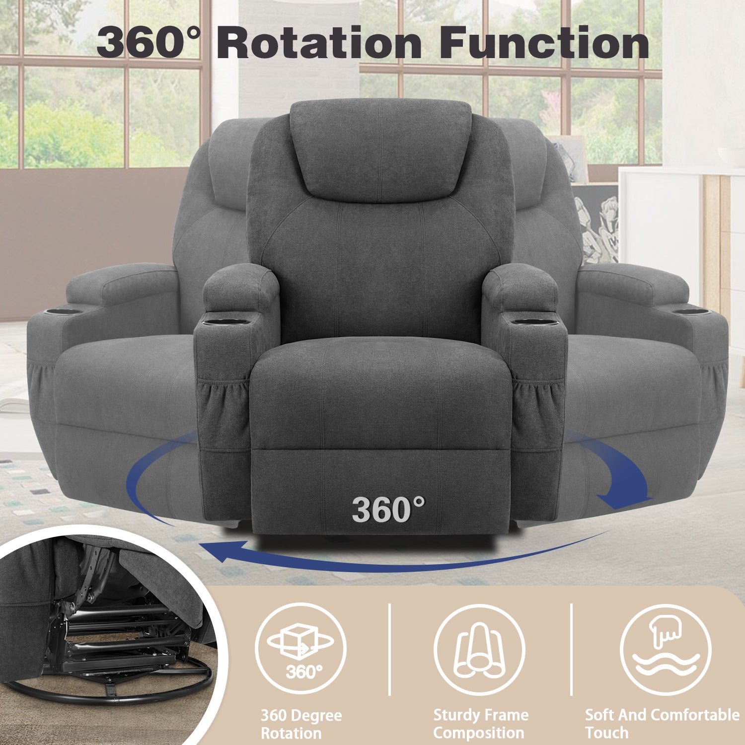 homall-recliner-massagesessel-stoff-360-beige image 4