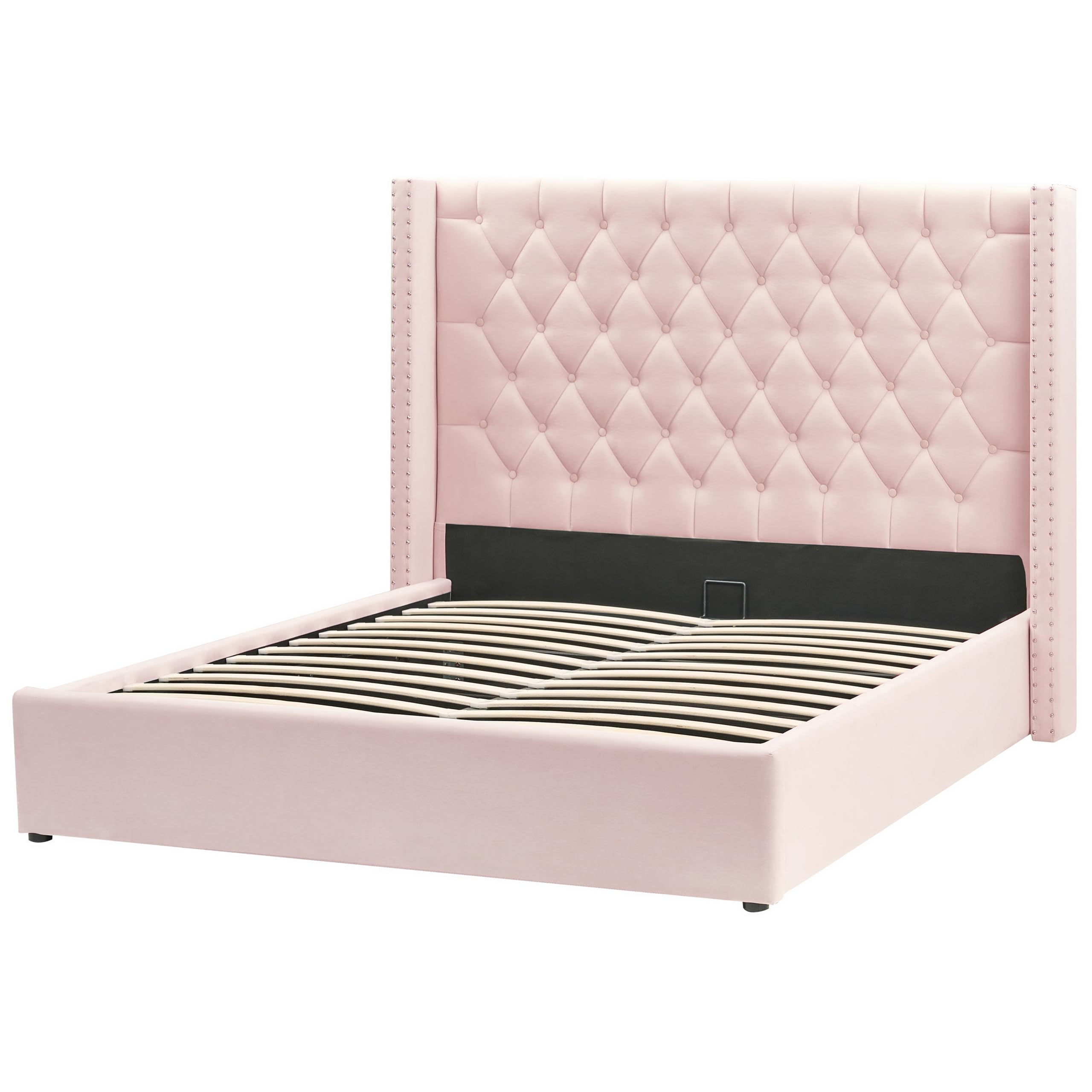 beliani-lubbon-polsterbett-samt-rosa-160x200-bettkasten image 4