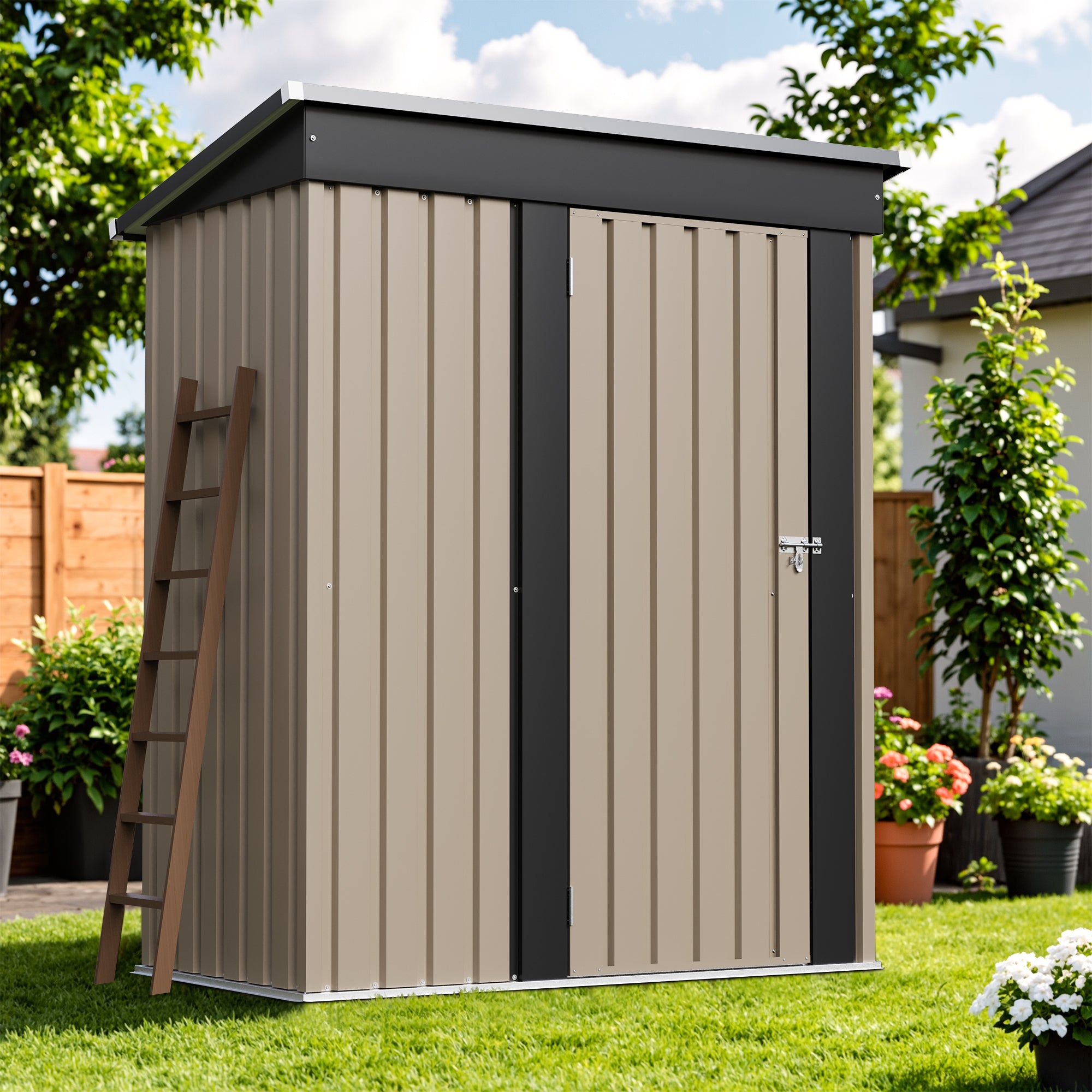 homall-metal-shed-ger-tehaus-braun-3x5-abschlie-bar image 1