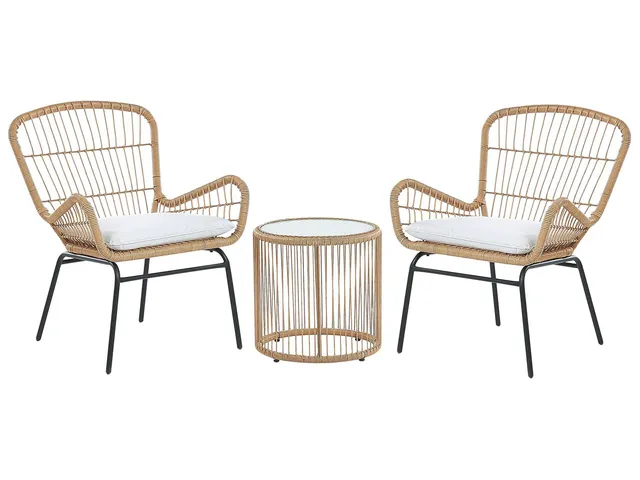 beliani-labico-balkonset-rattan-2-sitzer-tisch-hellgrau image 1