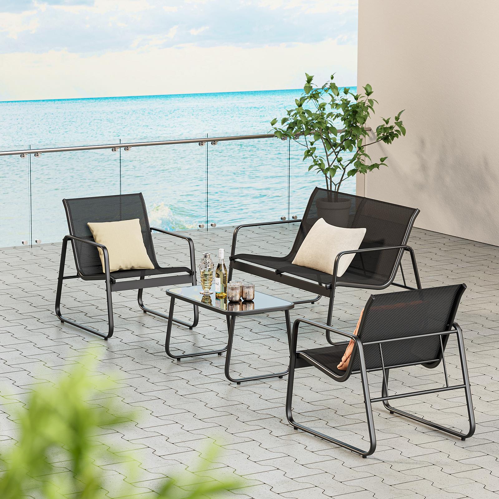 bealife-wr250-gartenm-bel-set-schwarz-4-teilig-rattan-glas image 2