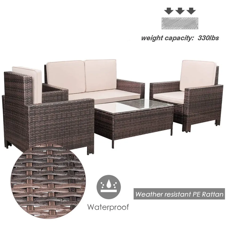 homall-sitzgruppe-rattan-4-teilig-garten-lounge-beige image 1