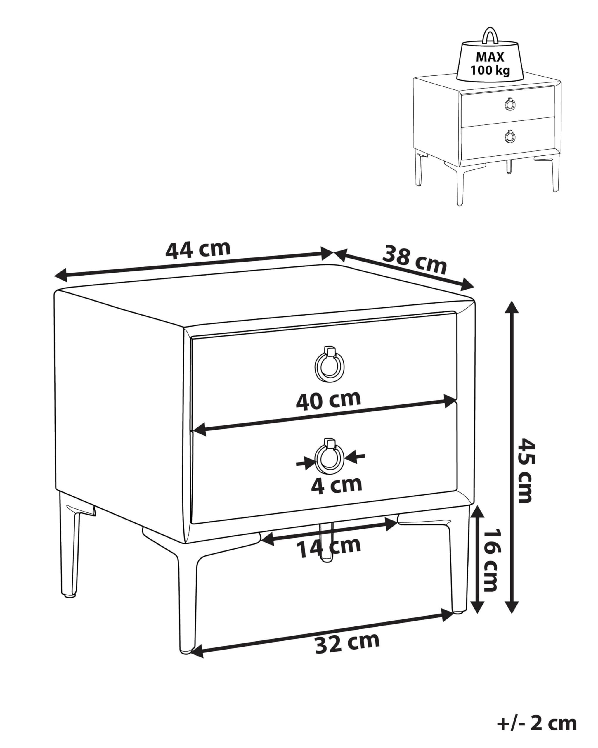 beliani-sezanne-nachttisch-blau-samt-2-schubladen-metallbeine image 3