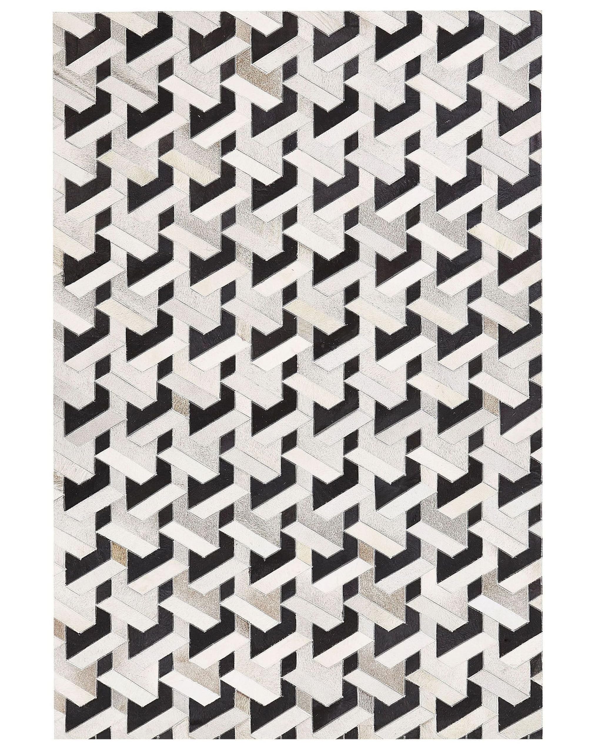 beliani-narman-teppich-kuhfell-3d-140x200-schwarz-grau image 1