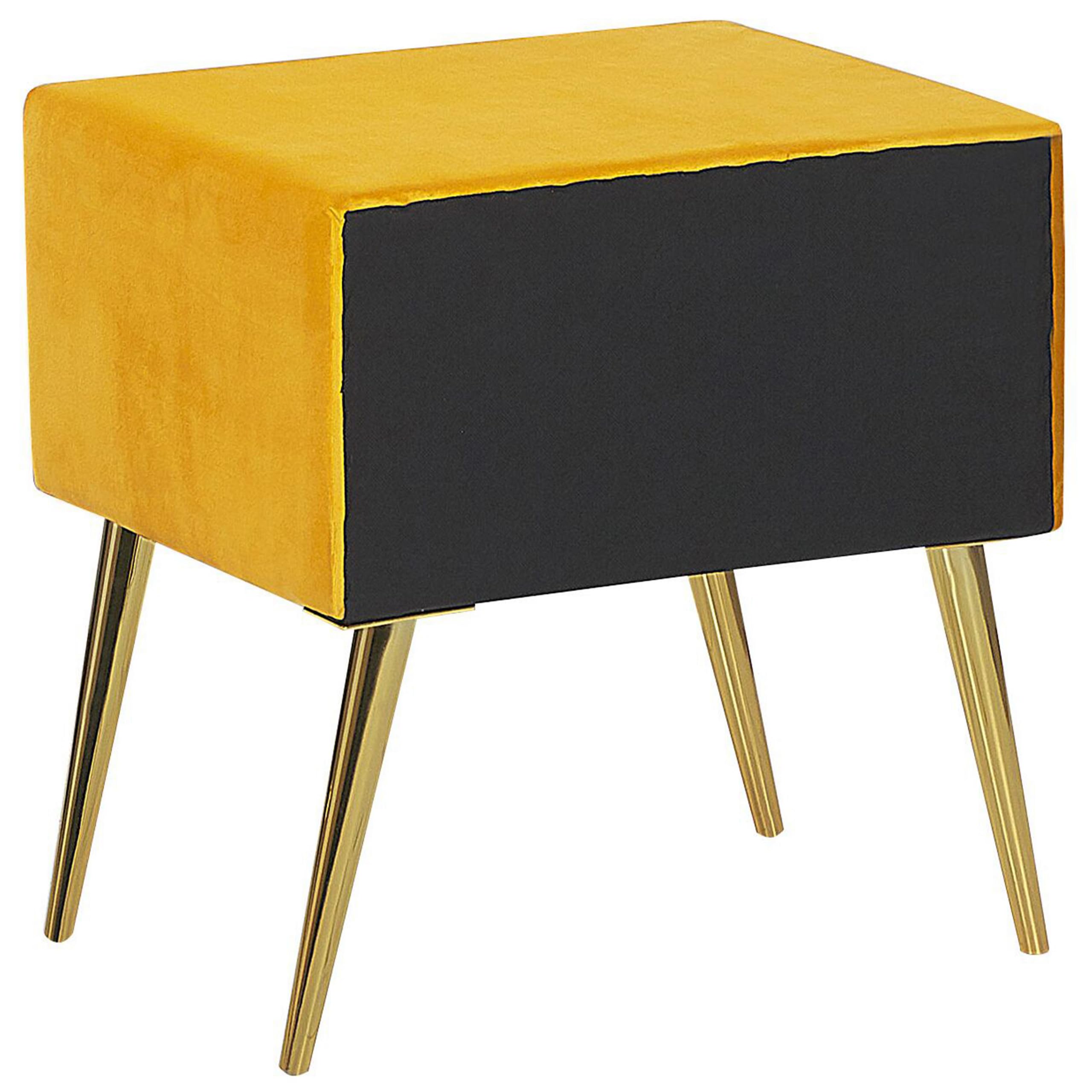 beliani-flayat-nachttisch-gelb-samt-mit-schublade-gold image 5