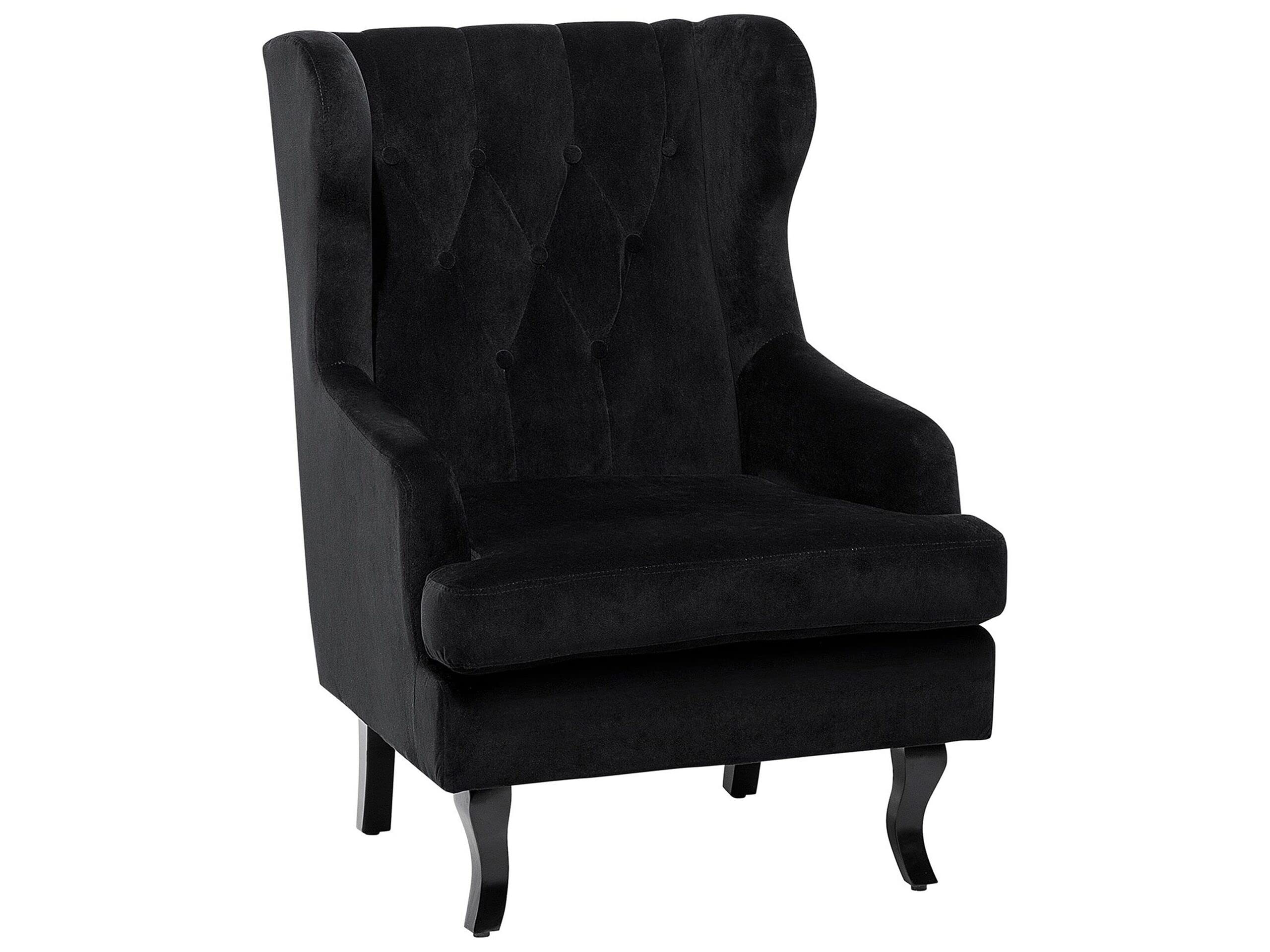 beliani-alta-ohrensessel-samt-schwarz-chesterfield image 1