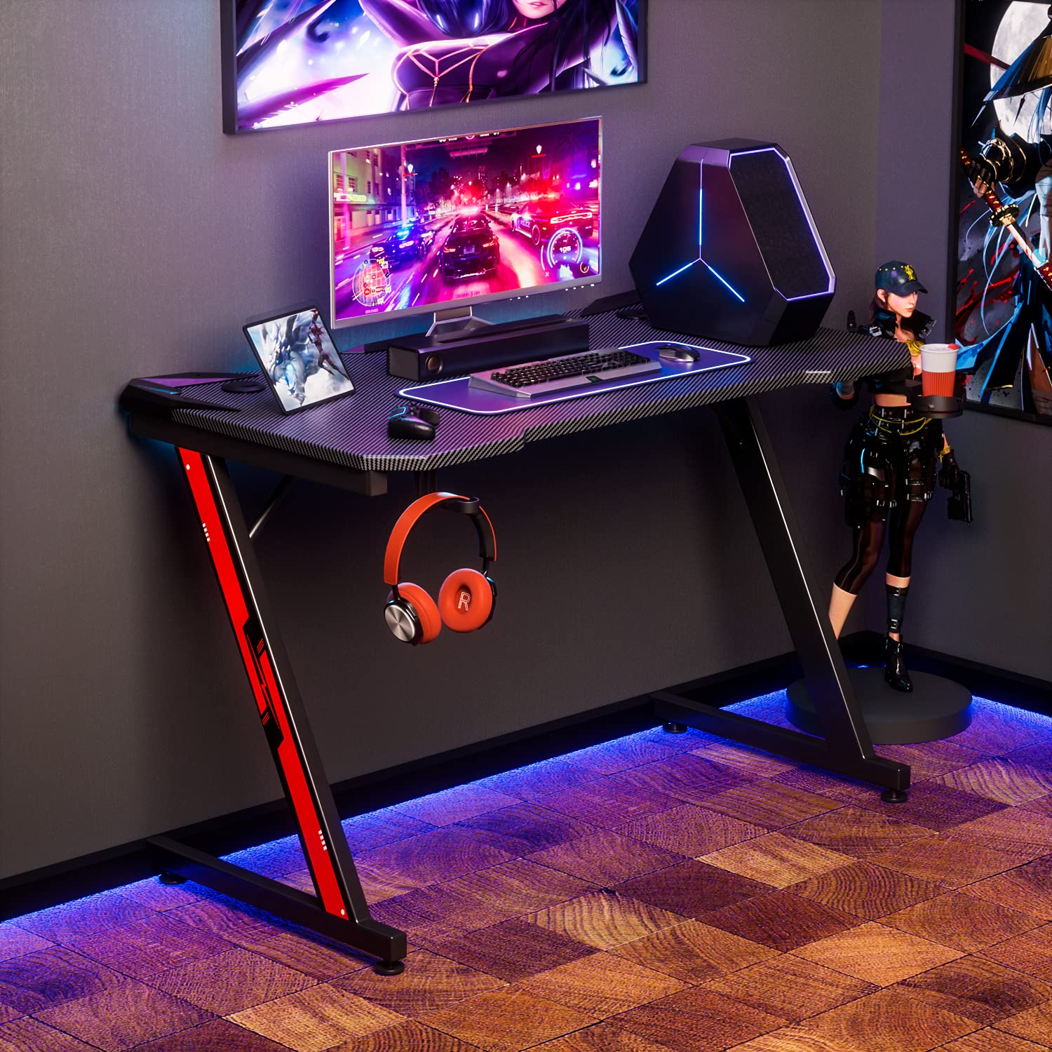 homall-gaming-desk-schreibtisch-schwarz-112cm-z-form-gamer image 2