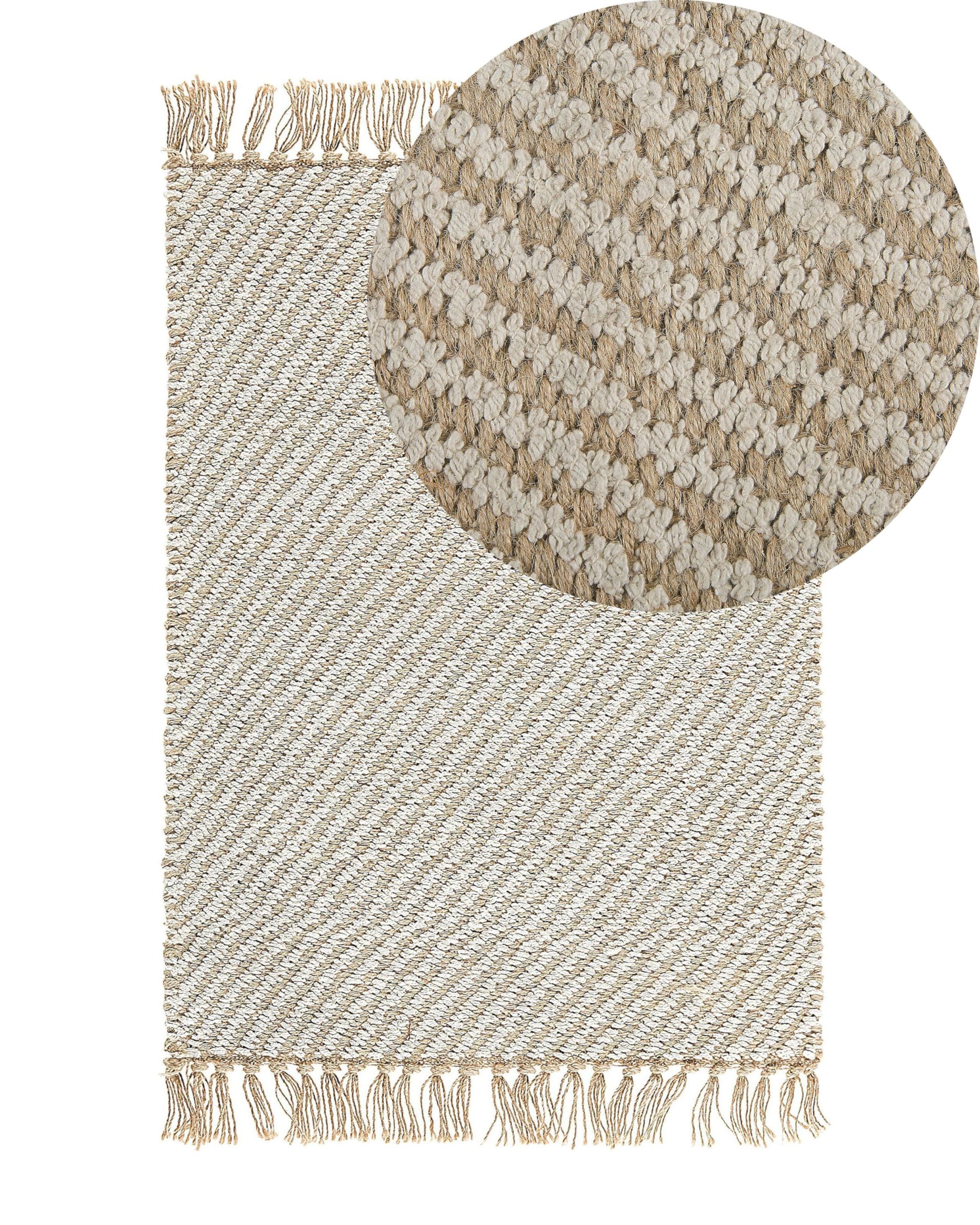 beliani-aladag-teppich-beige-50x80-cm-mit-fransen image 1