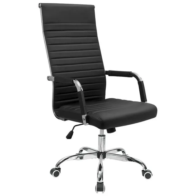 homall-office-chair-b-rostuhl-leder-schwarz-hoch image 1