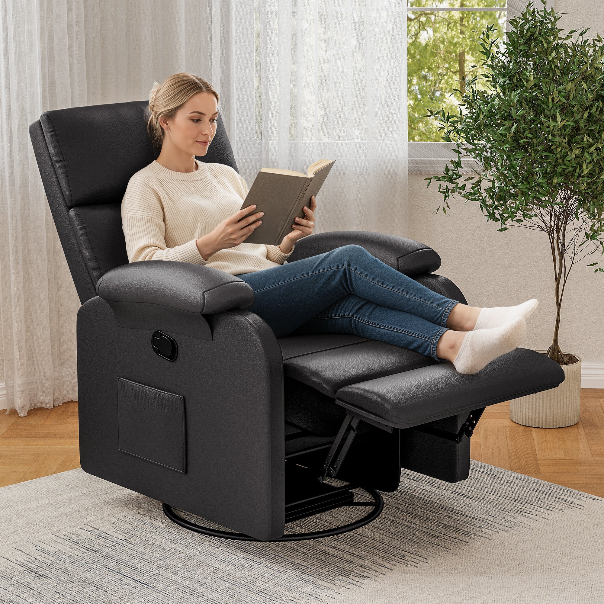 homall-recliner-chair-relaxsessel-grau-mit-massage-pu-leder image 2
