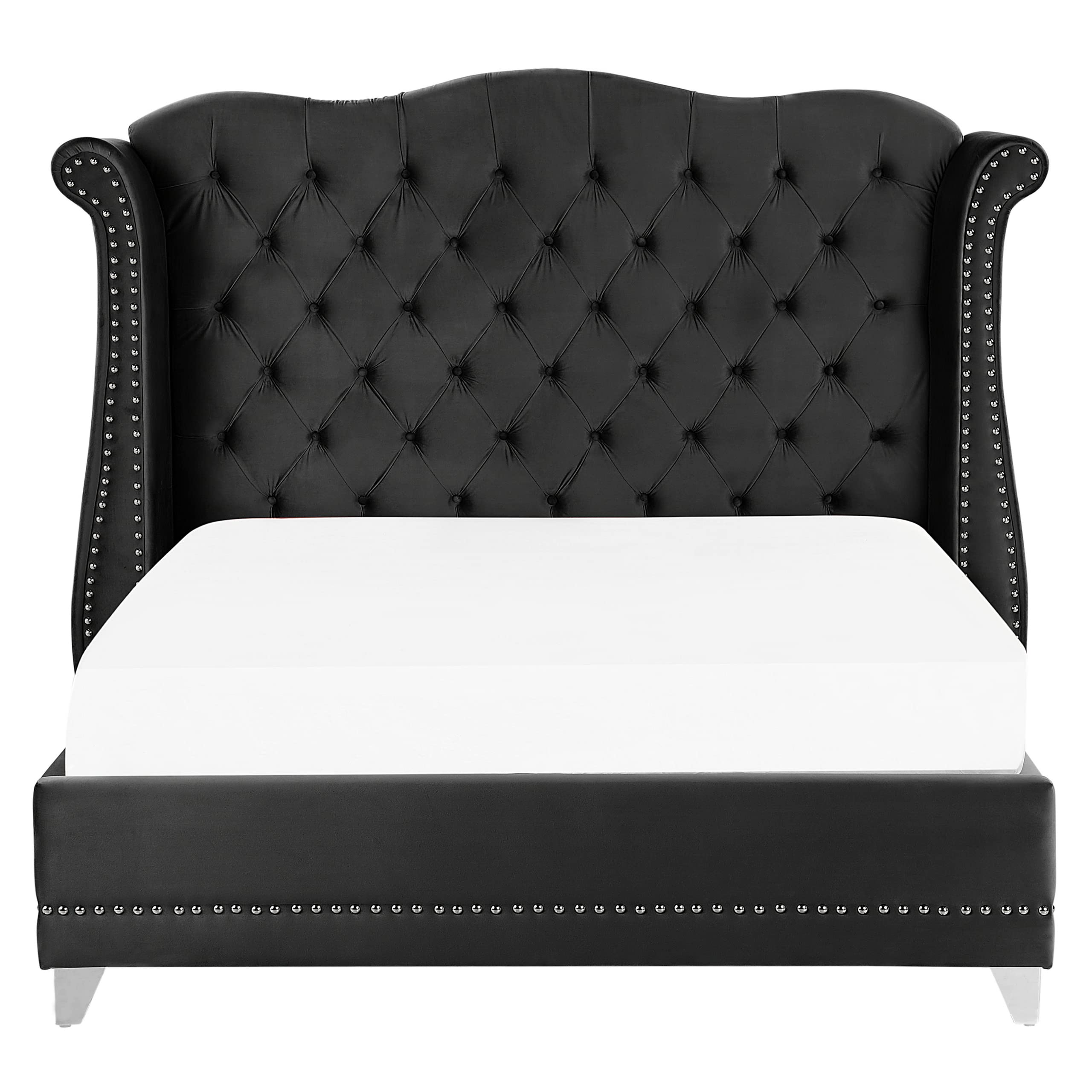 beliani-ayette-bett-samt-160x200-schwarz-chesterfield-kopfteil image 4