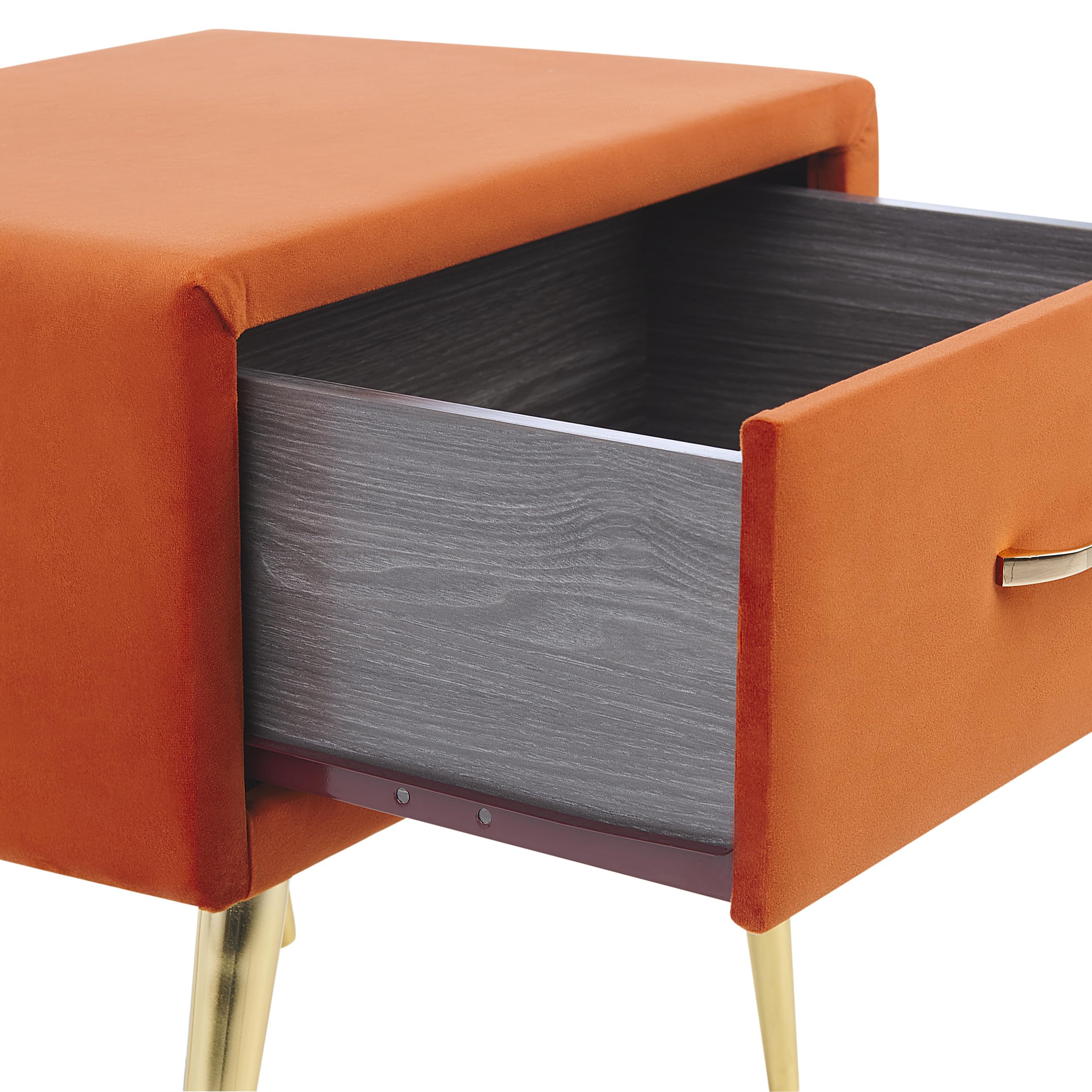 beliani-flayat-nachttisch-samt-orange-mit-schublade-goldgestell image 7