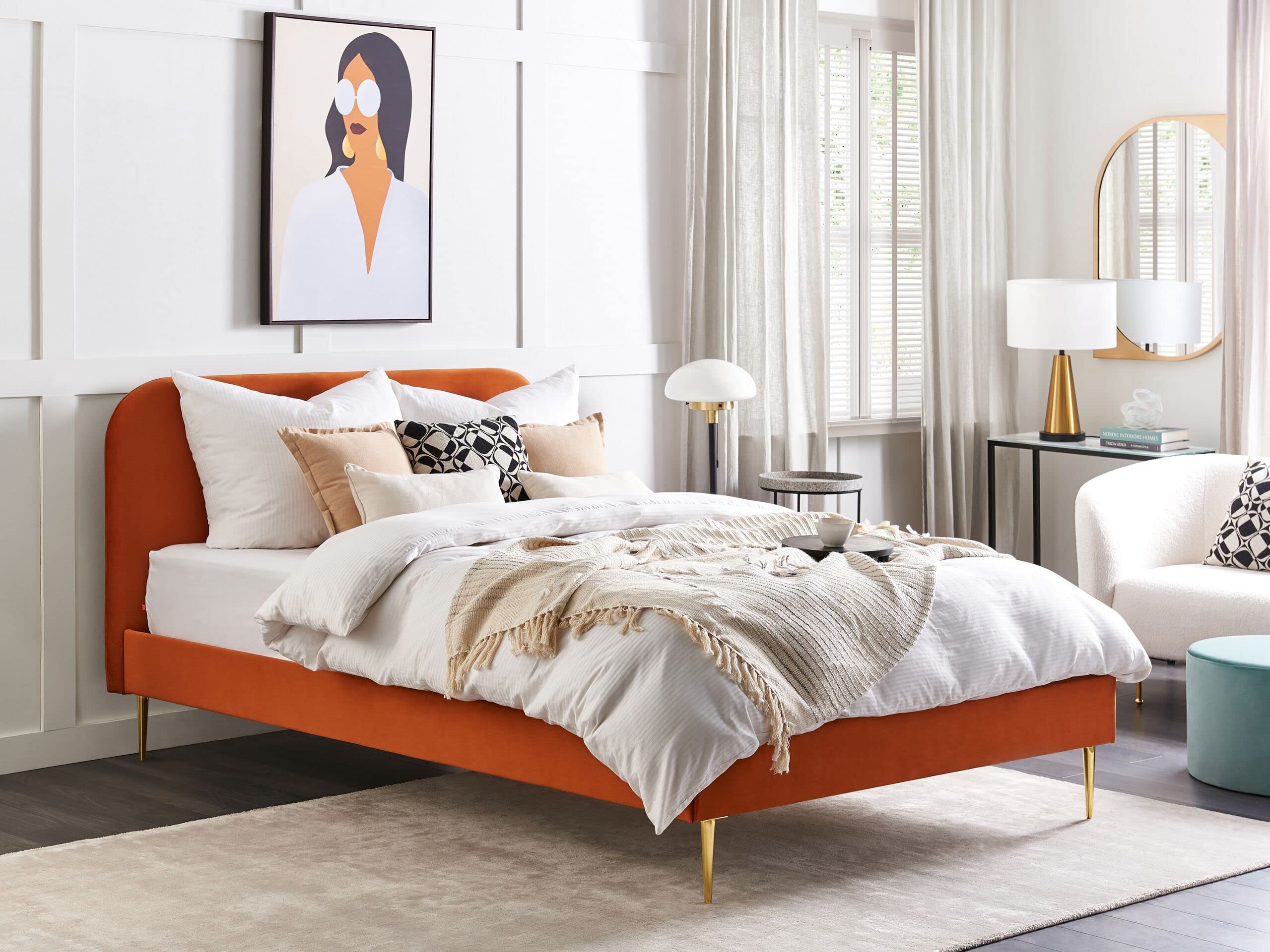 beliani-flayat-polsterbett-samt-orange-160x200-goldf-e image 2