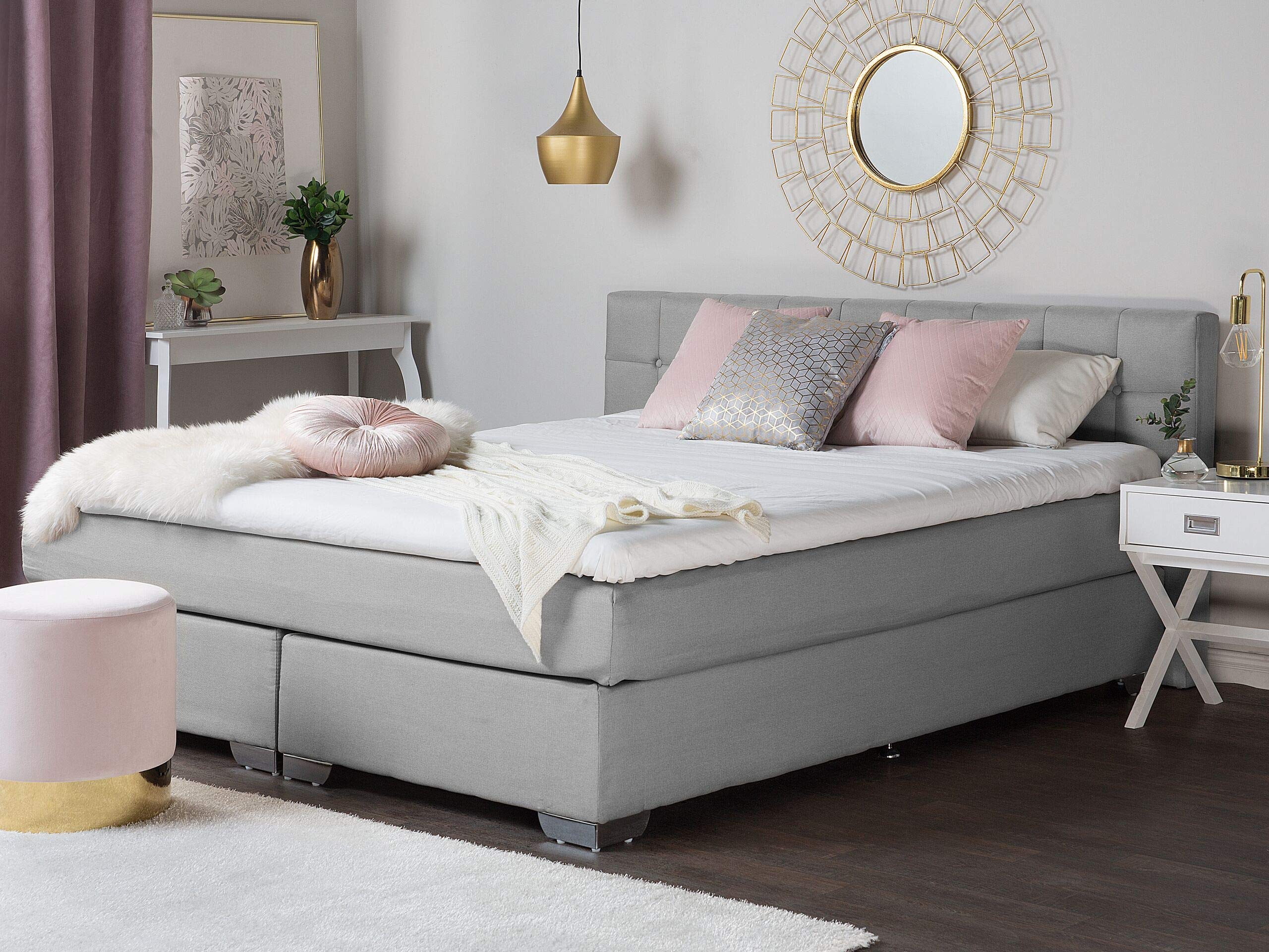 beliani-boxspringbett-140x200-hellgrau-mit-taschenfederkern image 2