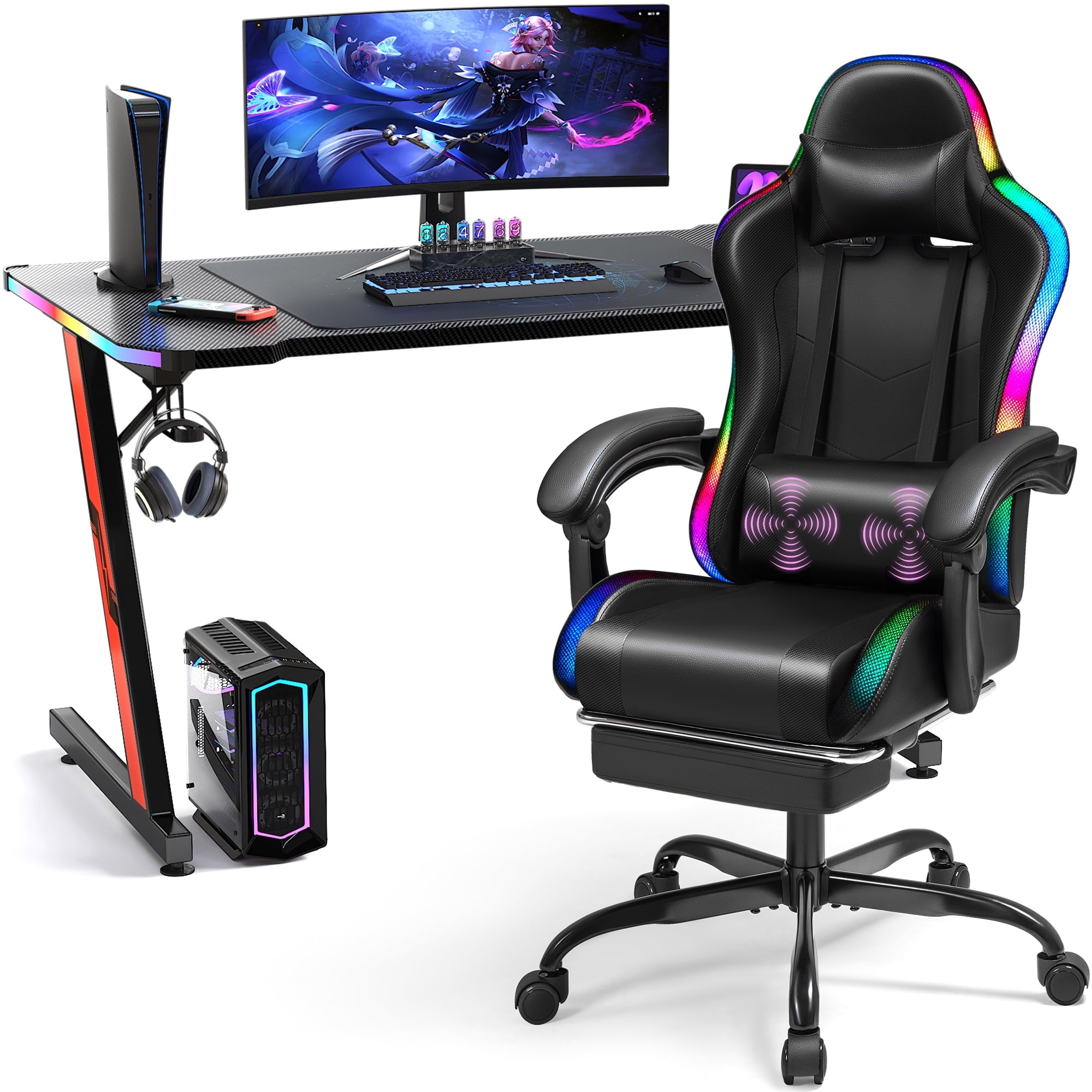 homall-gaming-desk-rgb-gaming-tisch-set-schwarz-mit-stuhl image 8