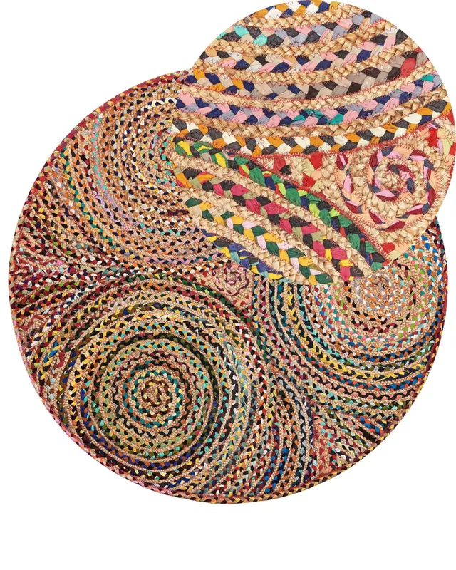 beliani-yenice-runder-teppich-140-patchwork-rot-bunt image 1