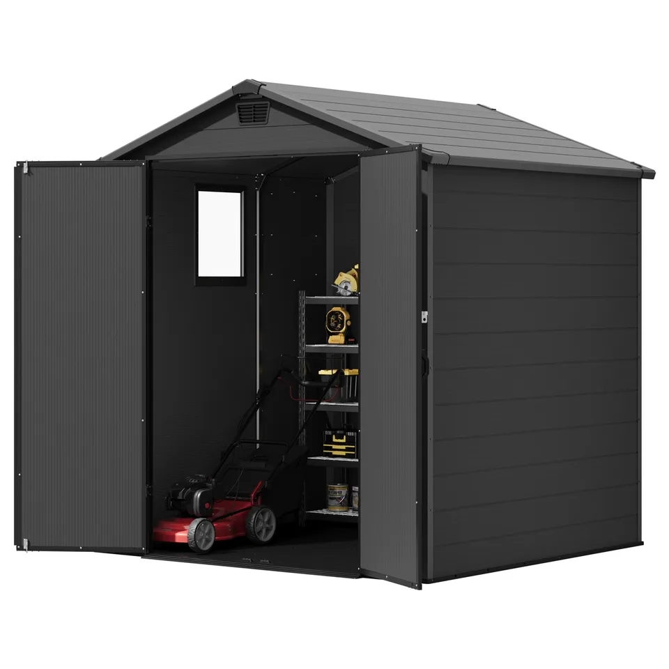 homall-metal-shed-ger-tehaus-6x6ft-dunkelgrau-fenster image 1