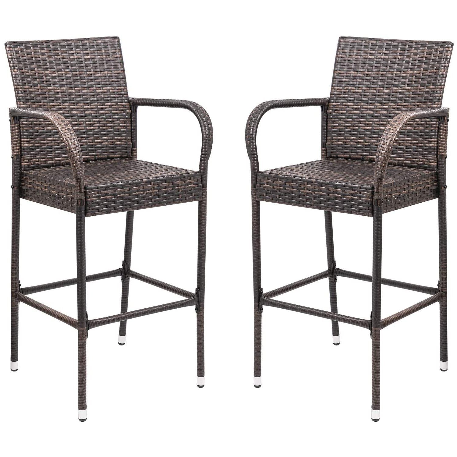 homall-bar-stool-rattan-barhocker-braun-2er-set-fu-st-tze image 1