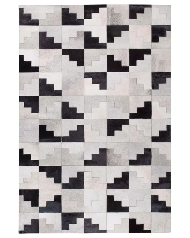 beliani-efirli-lederteppich-160x230cm-schwarz-grau-kurzflor image 1