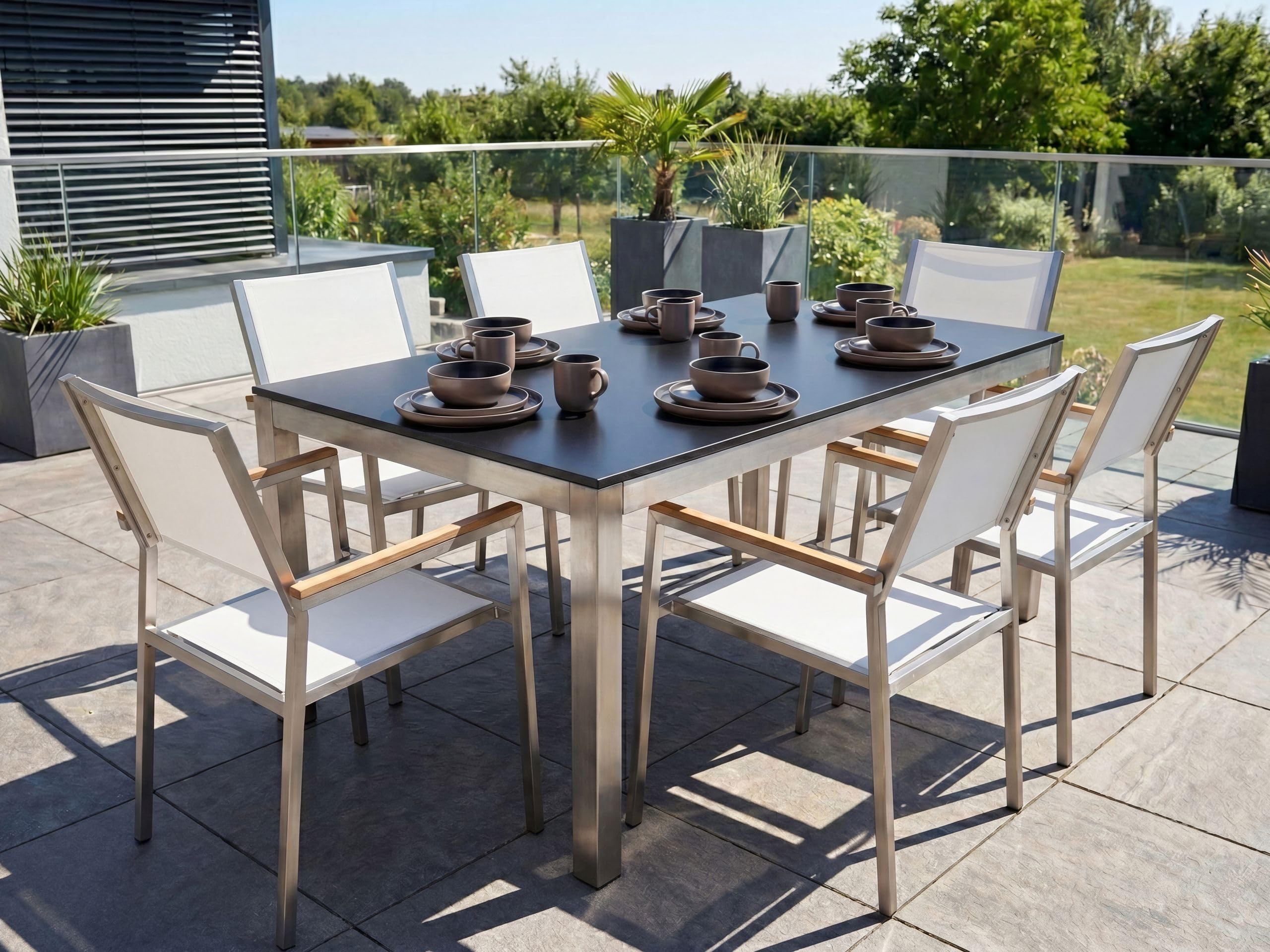 beliani-grosseto-gartenset-glastisch-180-cm-6-st-hle-wei image 2