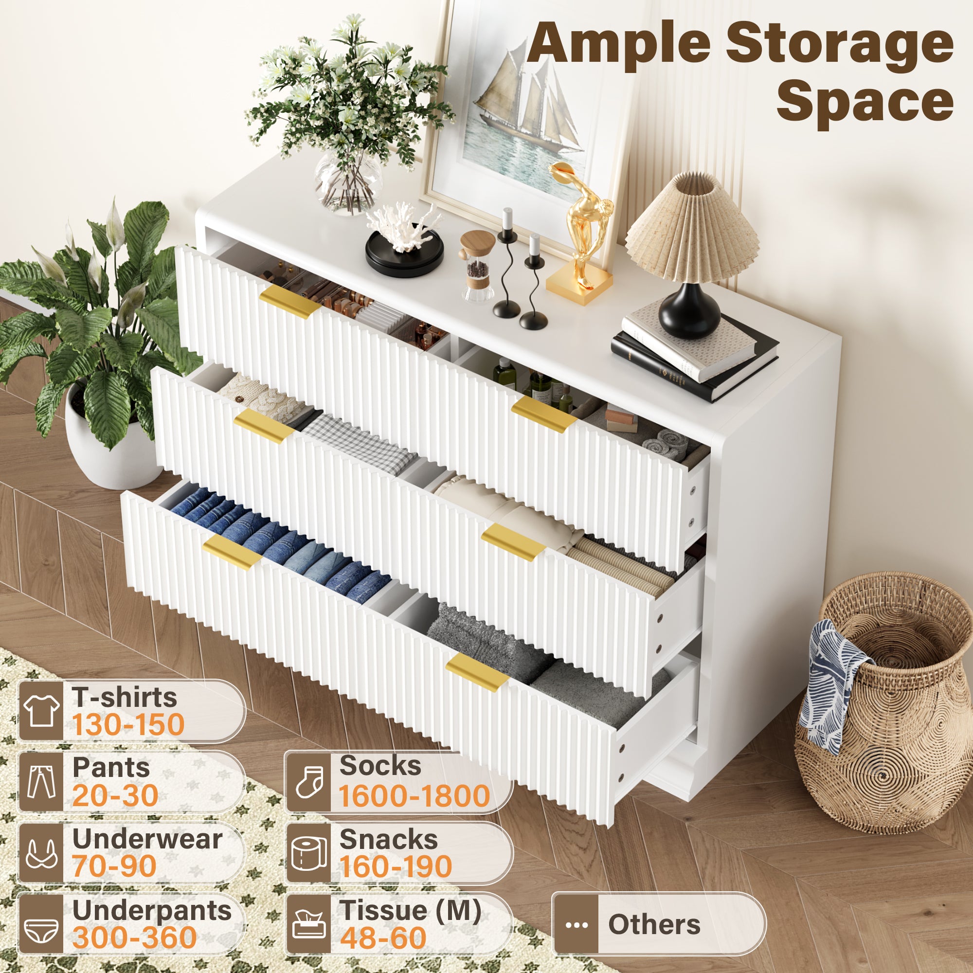 homall-bedroom-kommode-wei-6-schubladen-riffelfront-122cm image 5