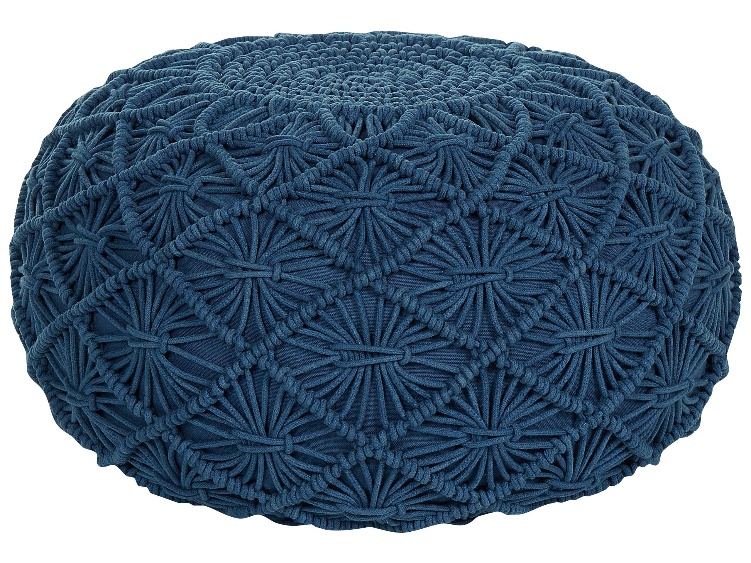 beliani-berkane-pouf-baumwolle-blau-rund-50-cm-boho image 1