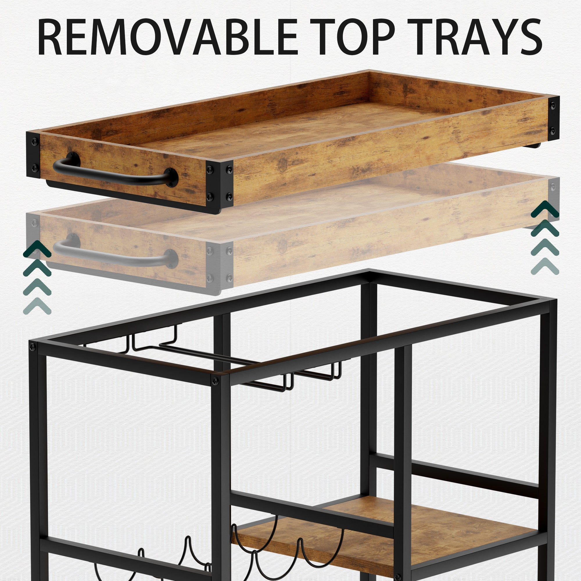 homall-shelf-servierwagen-3-etagen-barwagen-schwarz-holz image 4