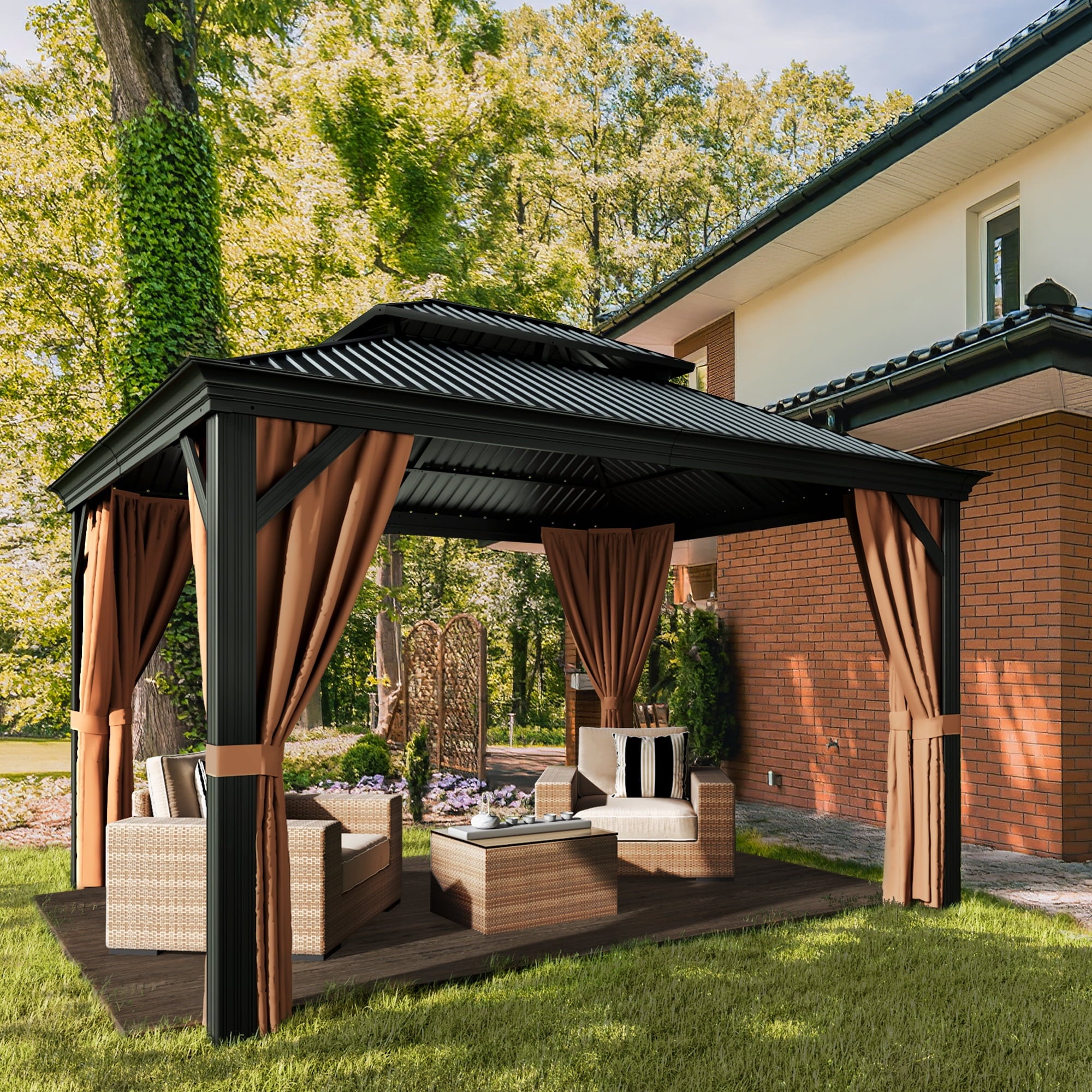 homall-patio-pavillon-3x3-6m-stahldach-mit-vorhang-netz image 4