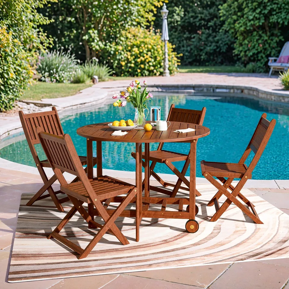 homall-modern-dining-chair-esstisch-set-braun-klappbar image 1